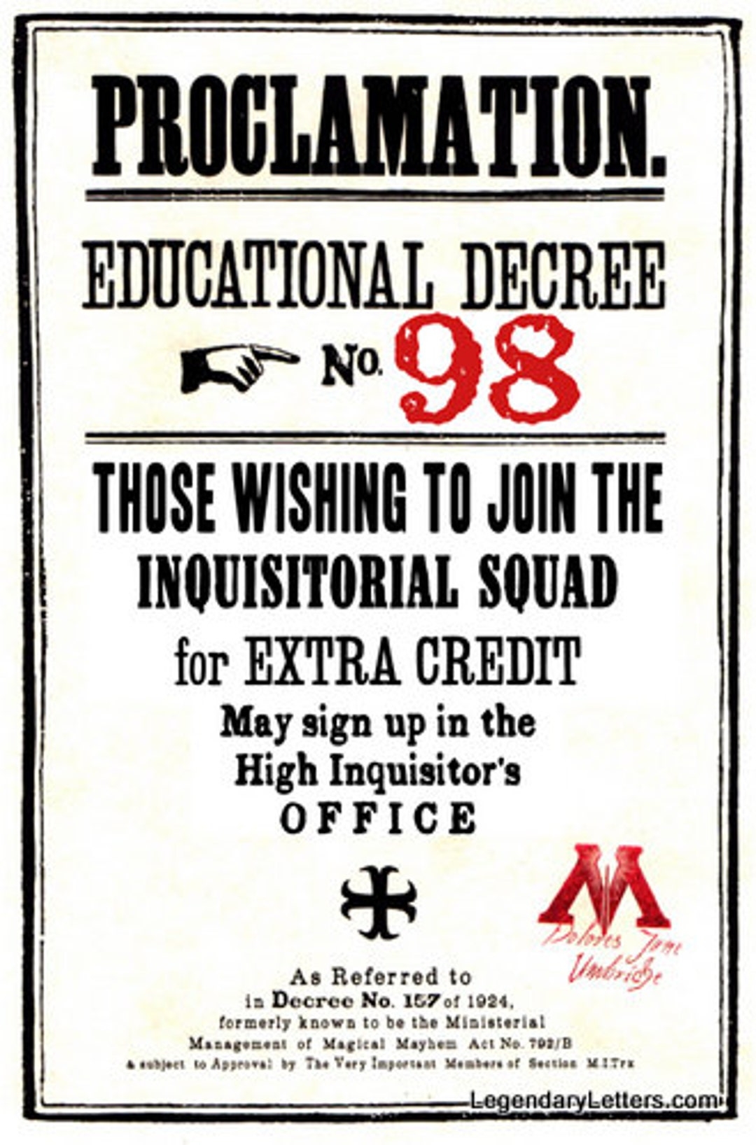 Printable Harry Potter Educational Decrees