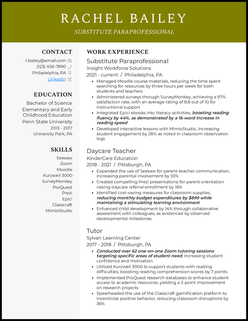 17 Paraprofessional Resume Examples Winning Jobs In 2025
