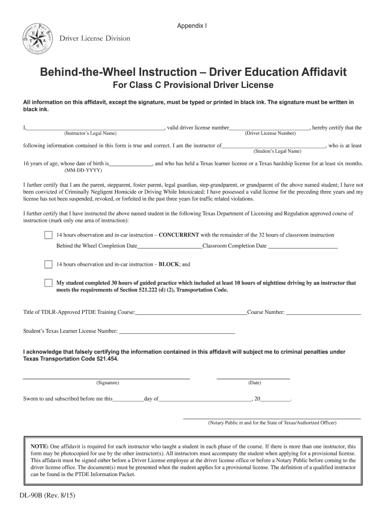 2015 2025 Form TX DPS DL 90B Fill Online Printable Fillable Blank PdfFiller