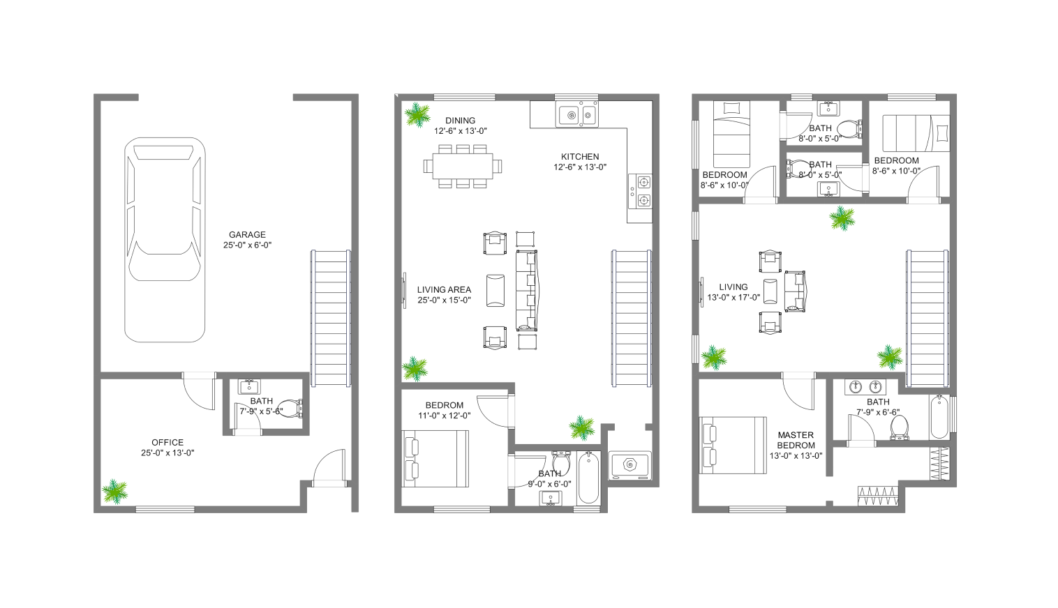 3 Story Floor Plan
