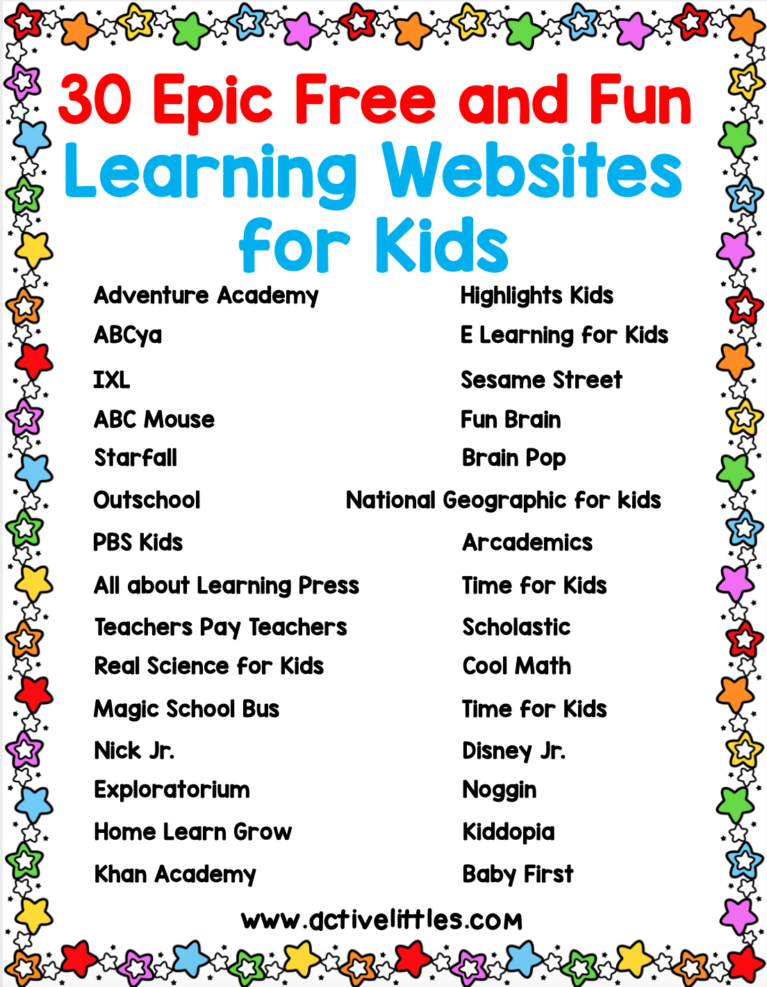 30 Epic And Fun Learning Websites For Kids Active Littles