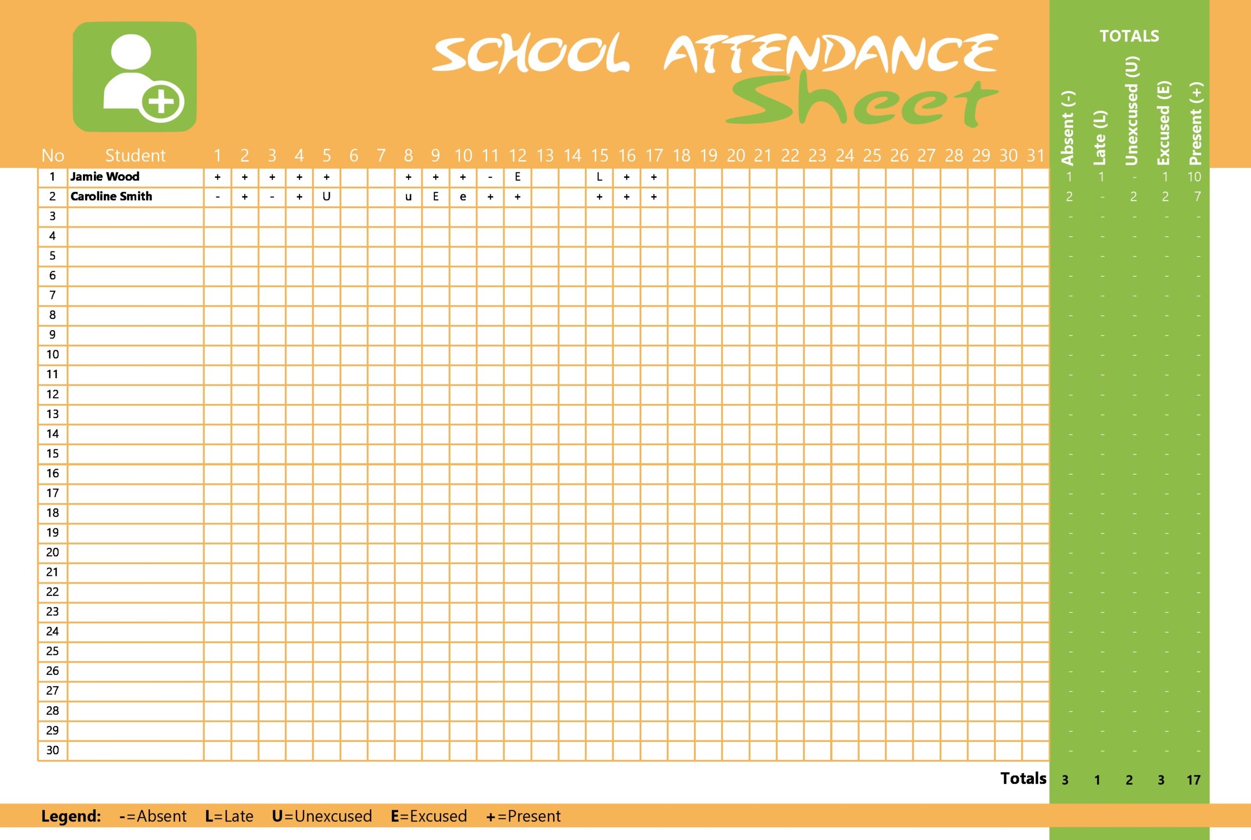 Printable Special Education Attendance Sheet