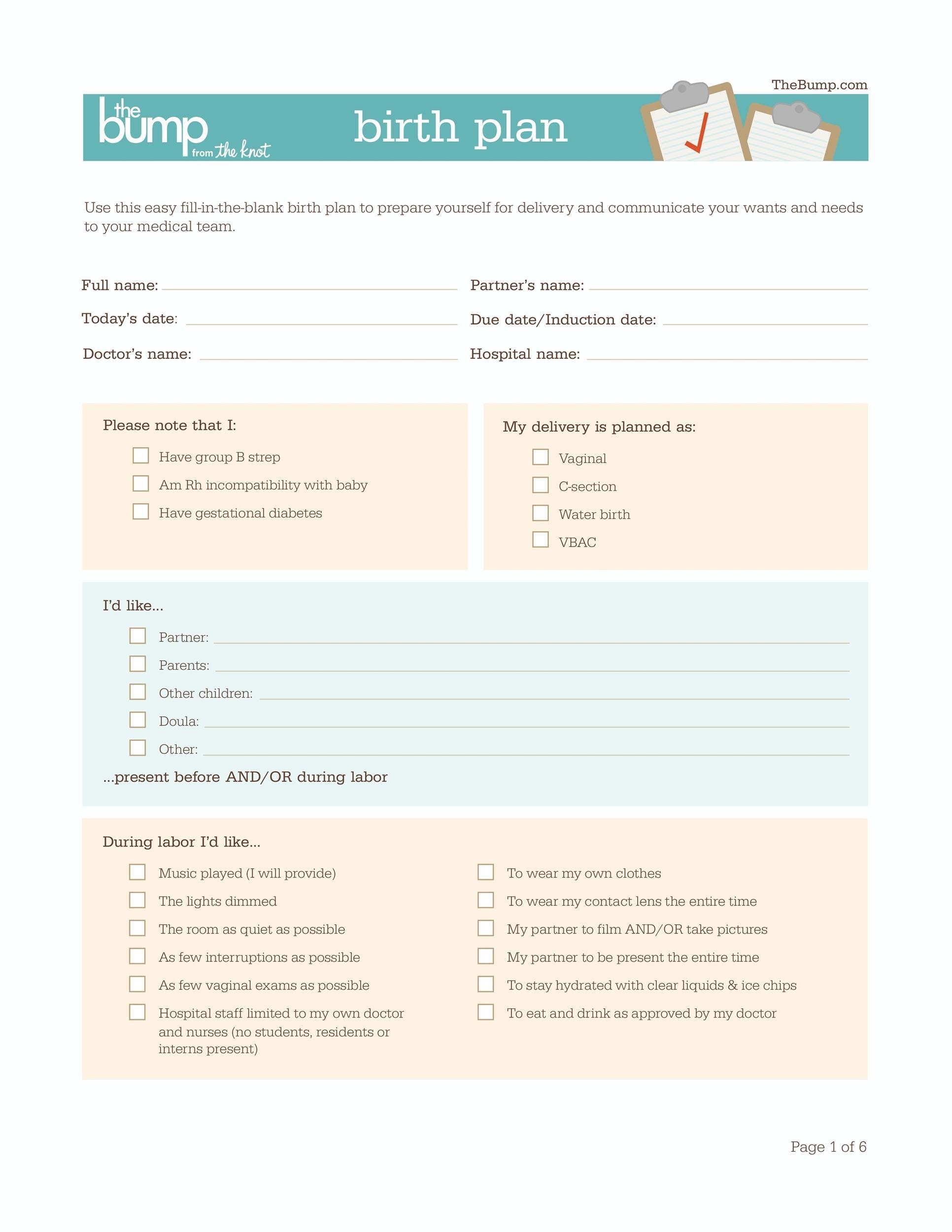 Free Printable Childbirth Education Class Sign Up