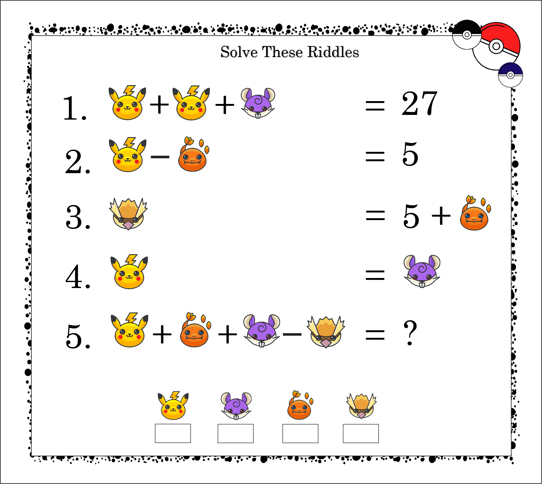 Printable Pokemon Educational Worksheets -Pinterest