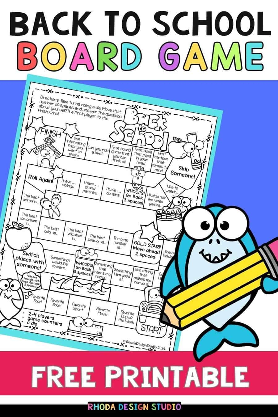 A Fun Free Back To School Game Board Printable