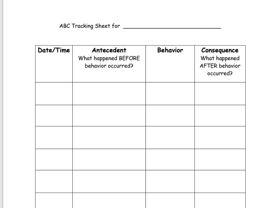 ABC Data Sheet Data Sheet IEP Sped Special Education Digital Copy Behavior Tracking Etsy
