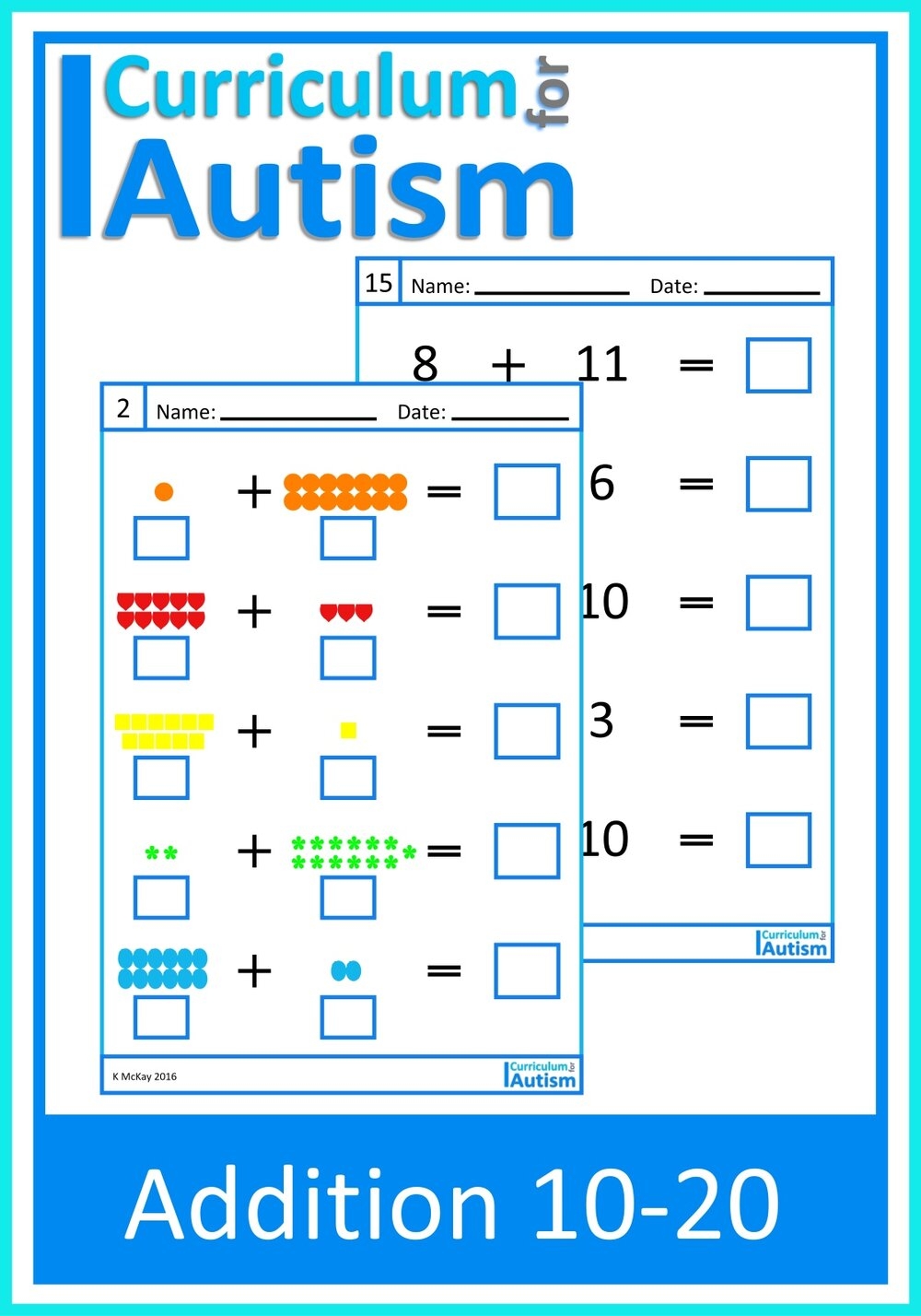 Addition 10 20 Worksheets Autism Special Education Resource Room Homeschool Math Lessons Curriculum For Autism Worksheets Library