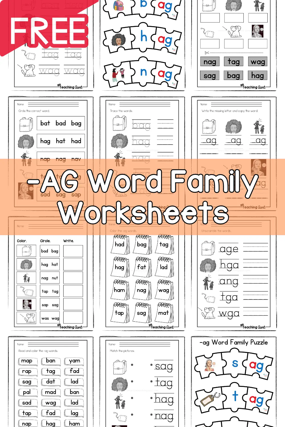 AG Word Family Worksheets The Teaching Aunt