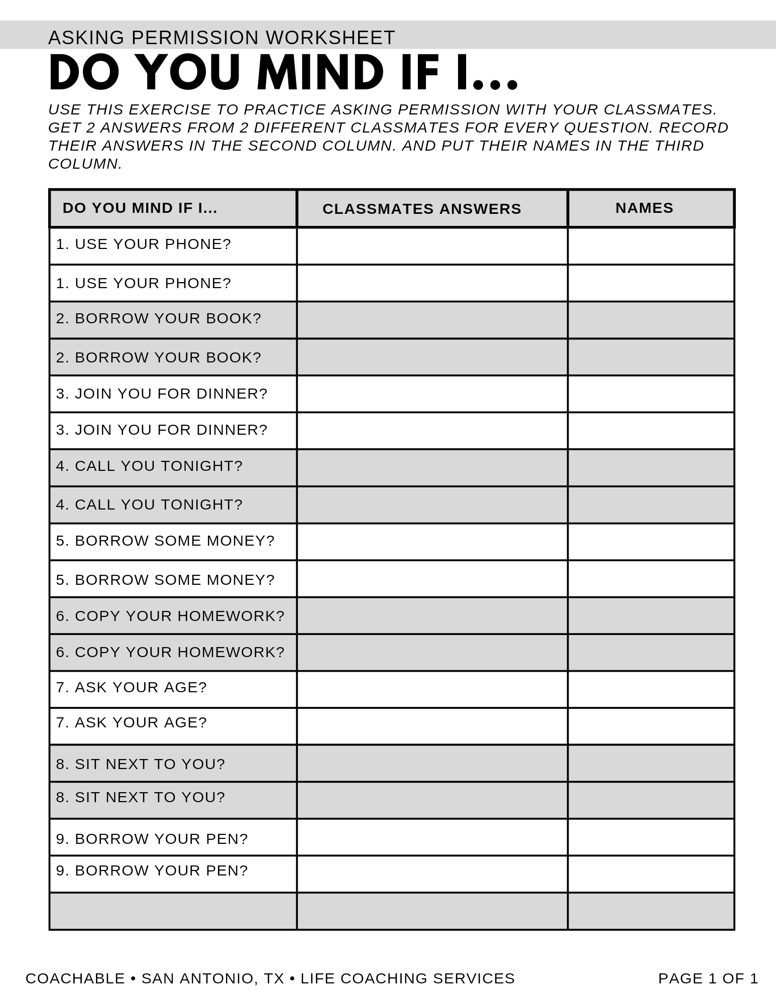 Asking Permission Worksheet Classful