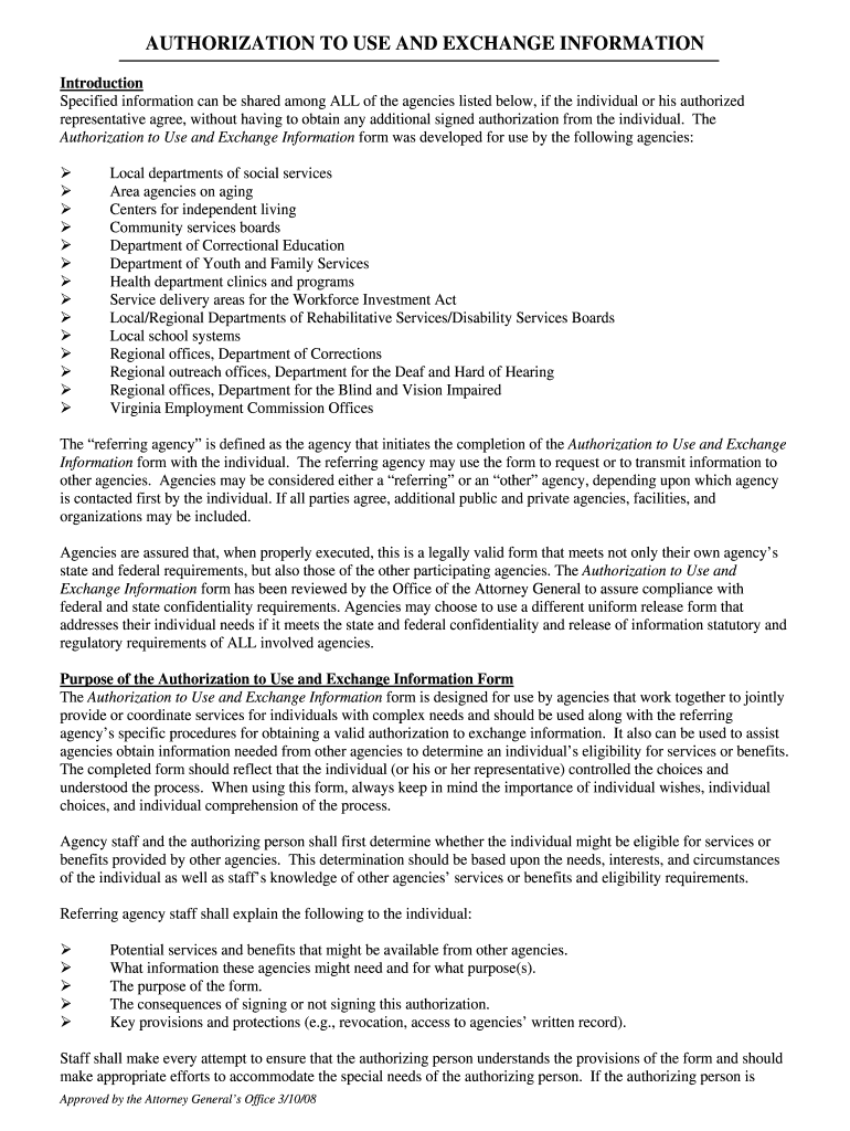 Authorization Exchange Fill Online Printable Fillable Blank PdfFiller