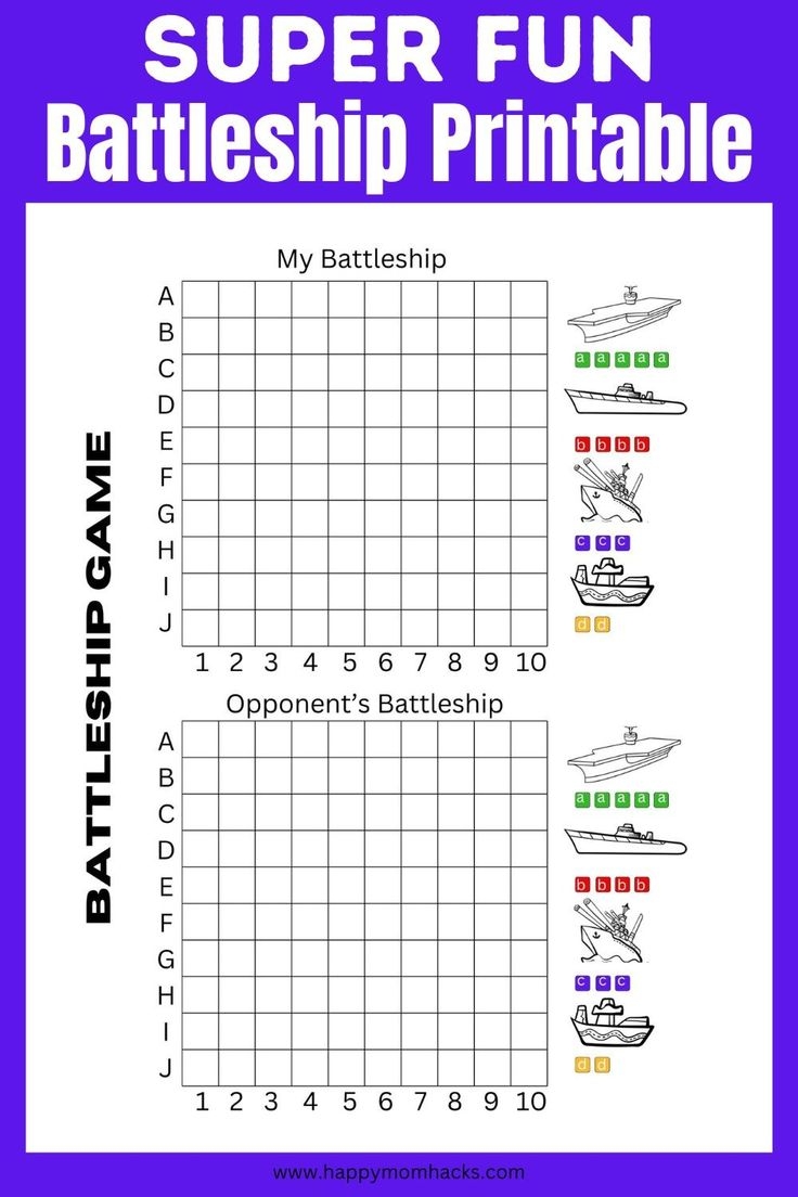 Best Free Printable Battleship Game For Kids