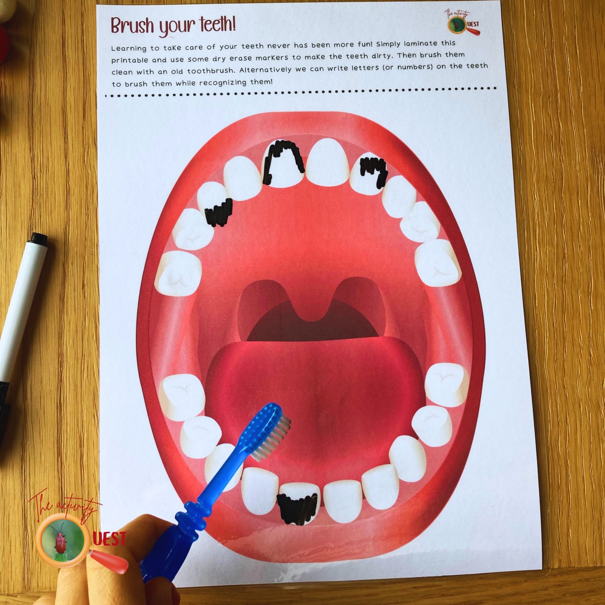 Brush Teeth Dental Hygiene Printable Dentist Pretend Play Kids Tooth Brushing Practice Game Fine Motor Skills Activity INSTANT DOWNLOAD Etsy