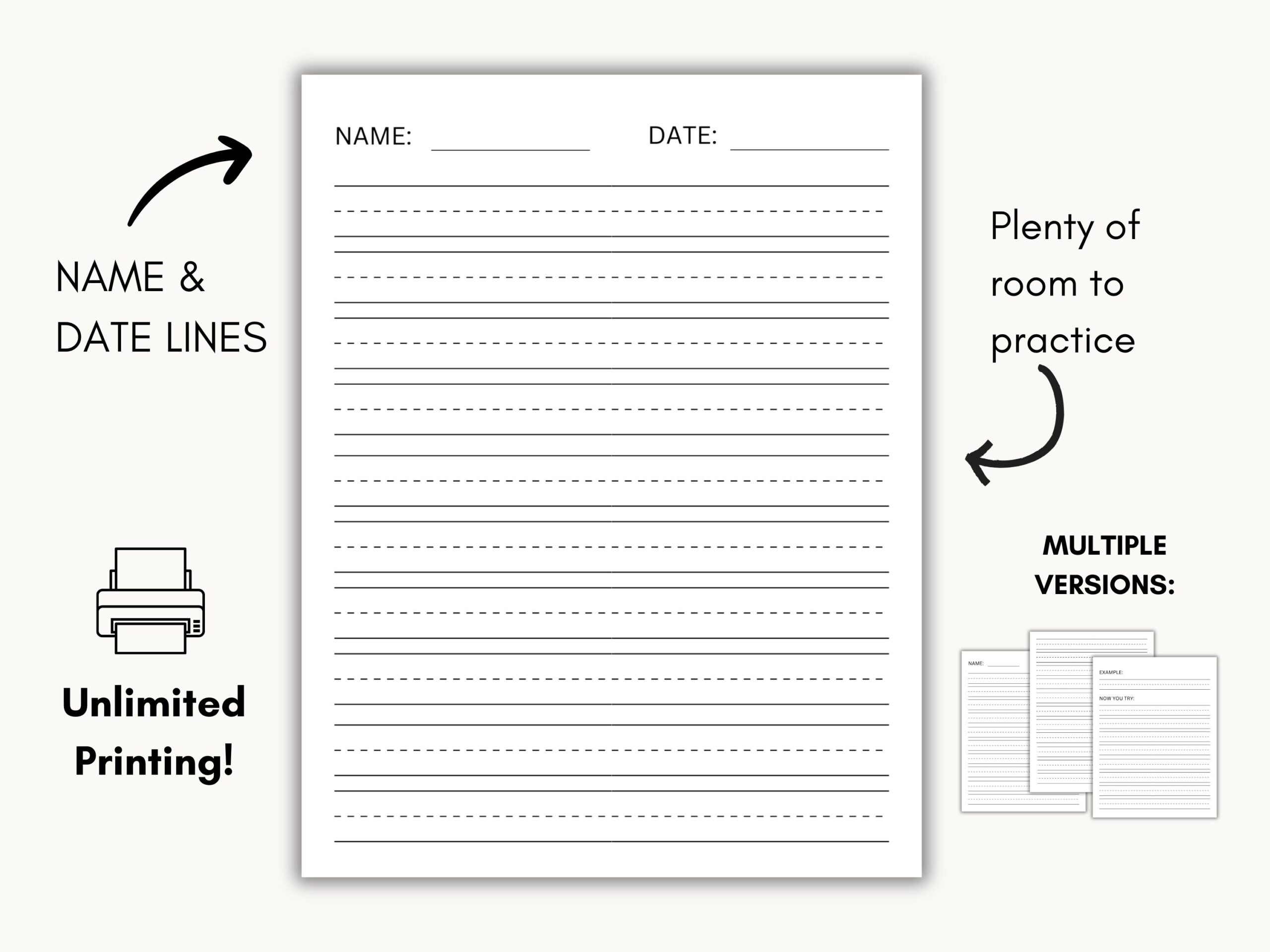 Buy Handwriting Paper Printable Calligraphy Practice Sheets Writing Practice Worksheet Pages Lined Paper With Dotted Lines Online In India Etsy