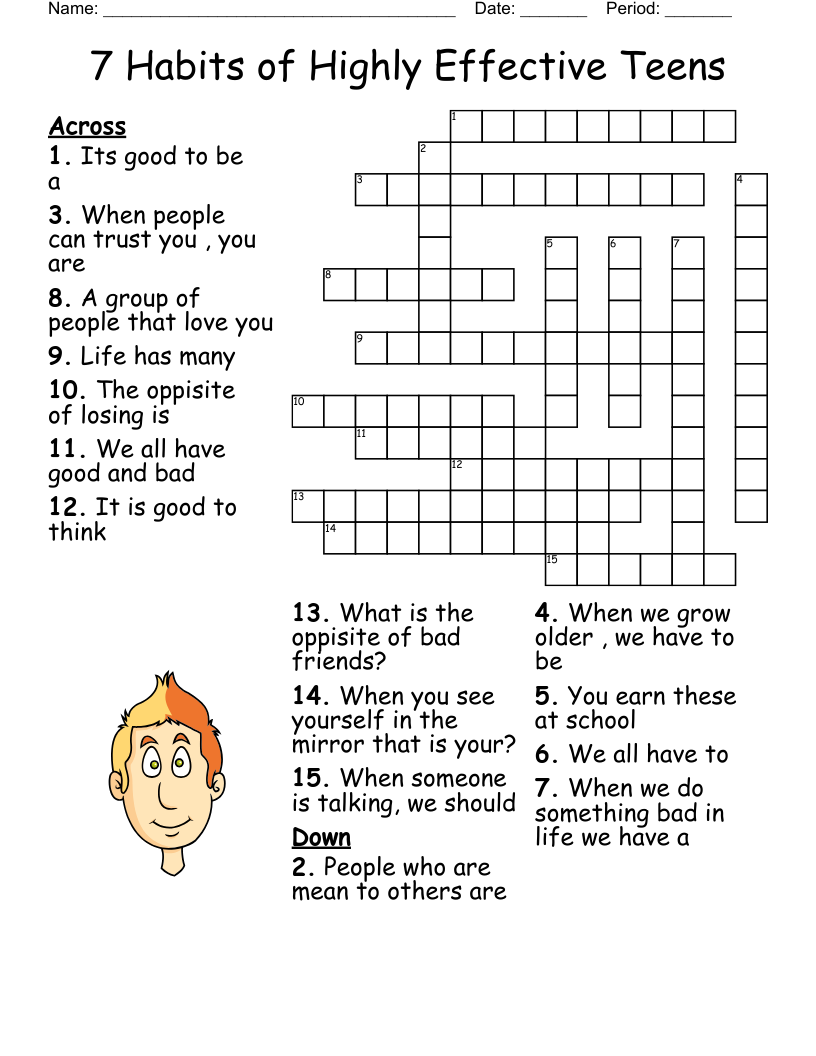 Character Education Crossword WordMint