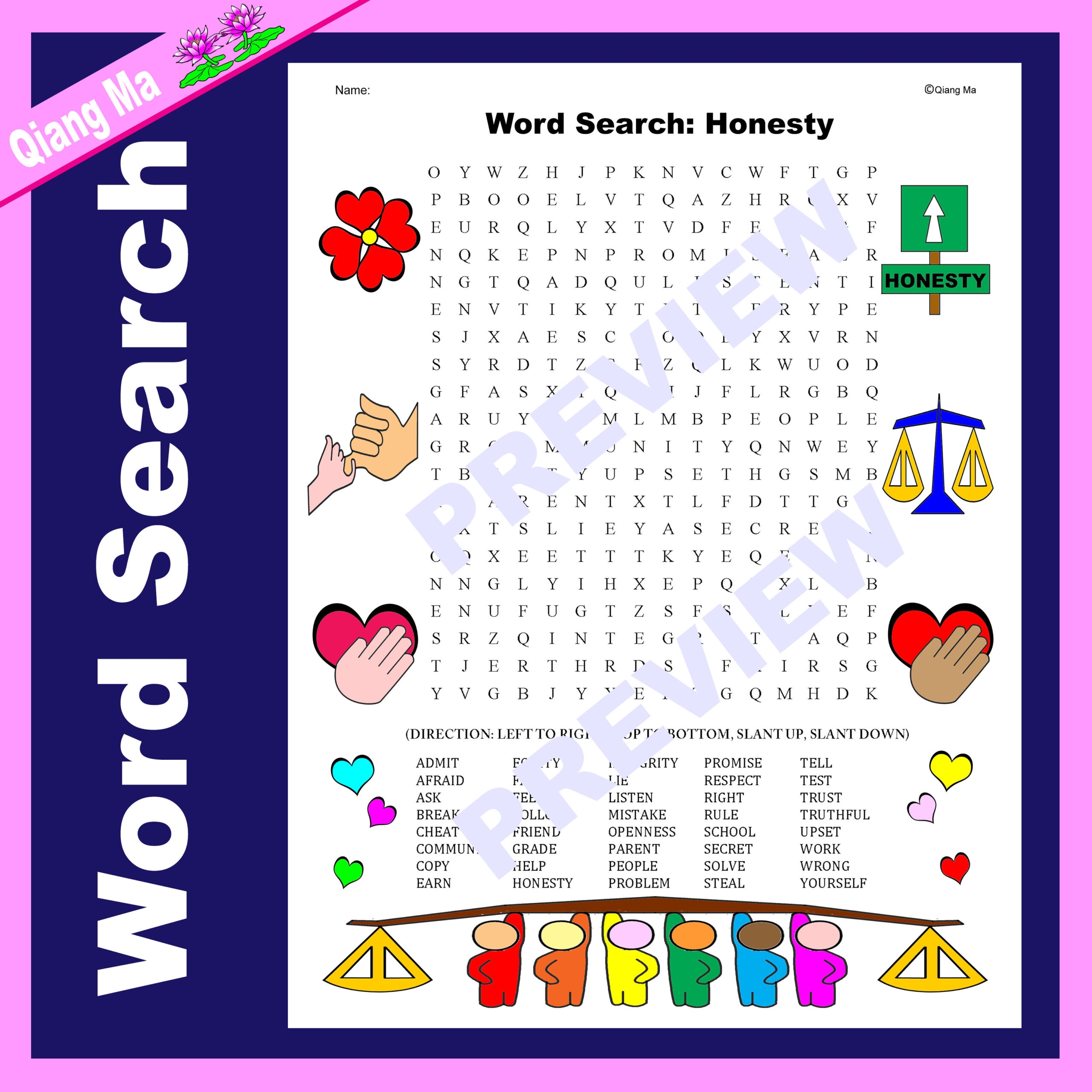 Character Education Word Search Honesty Made By Teachers