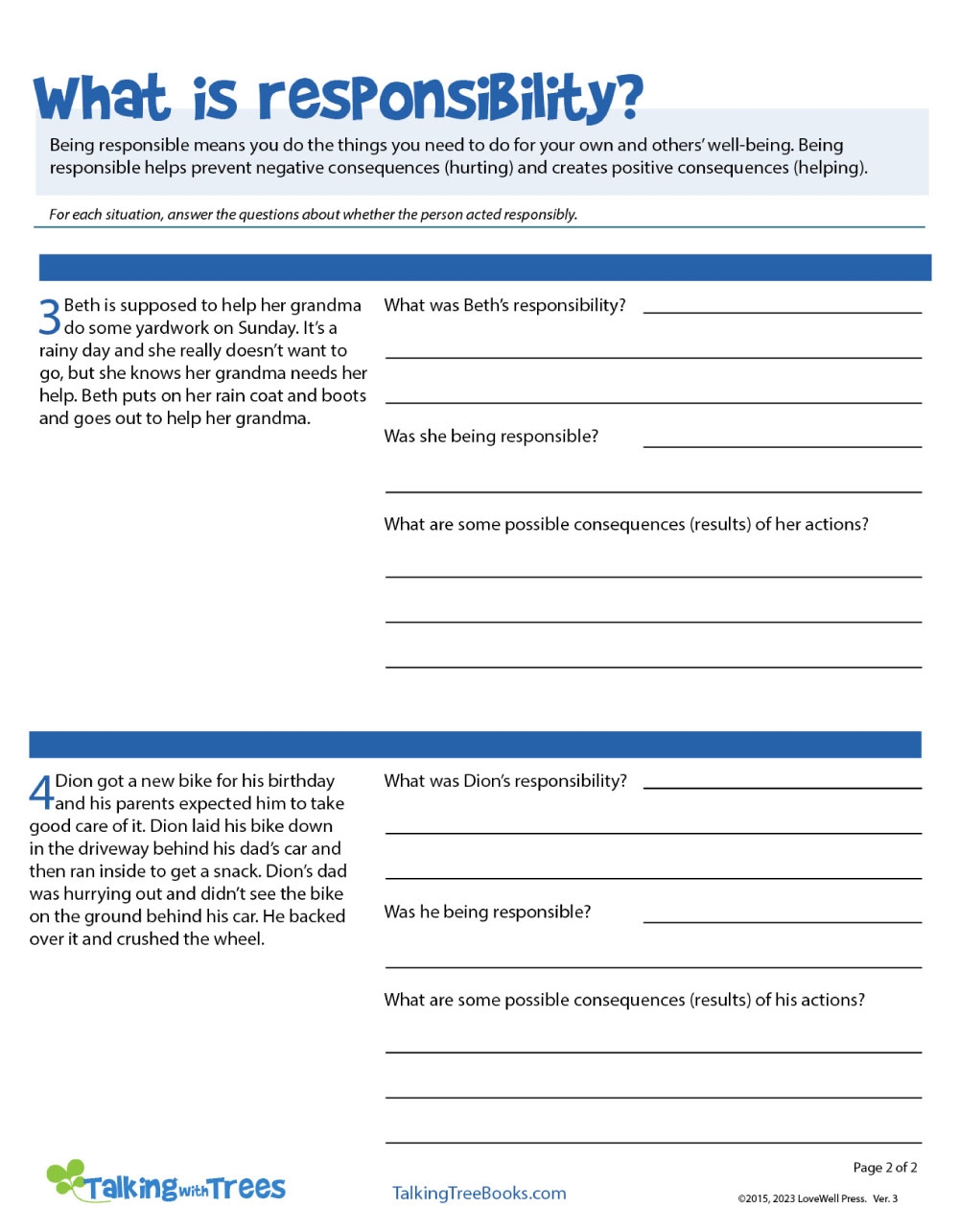 Character Education Worksheets