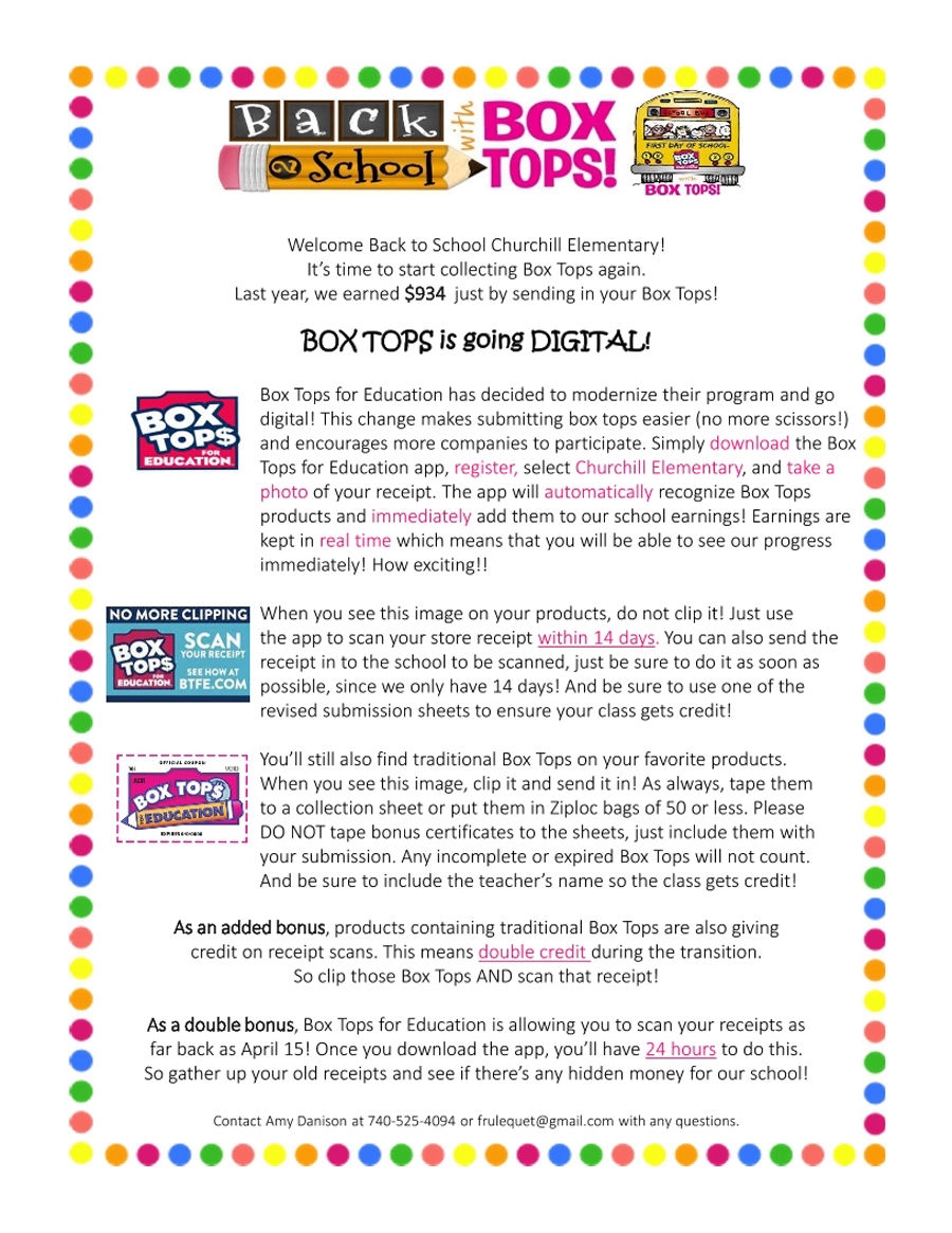 Churchill Box Tops Flyer