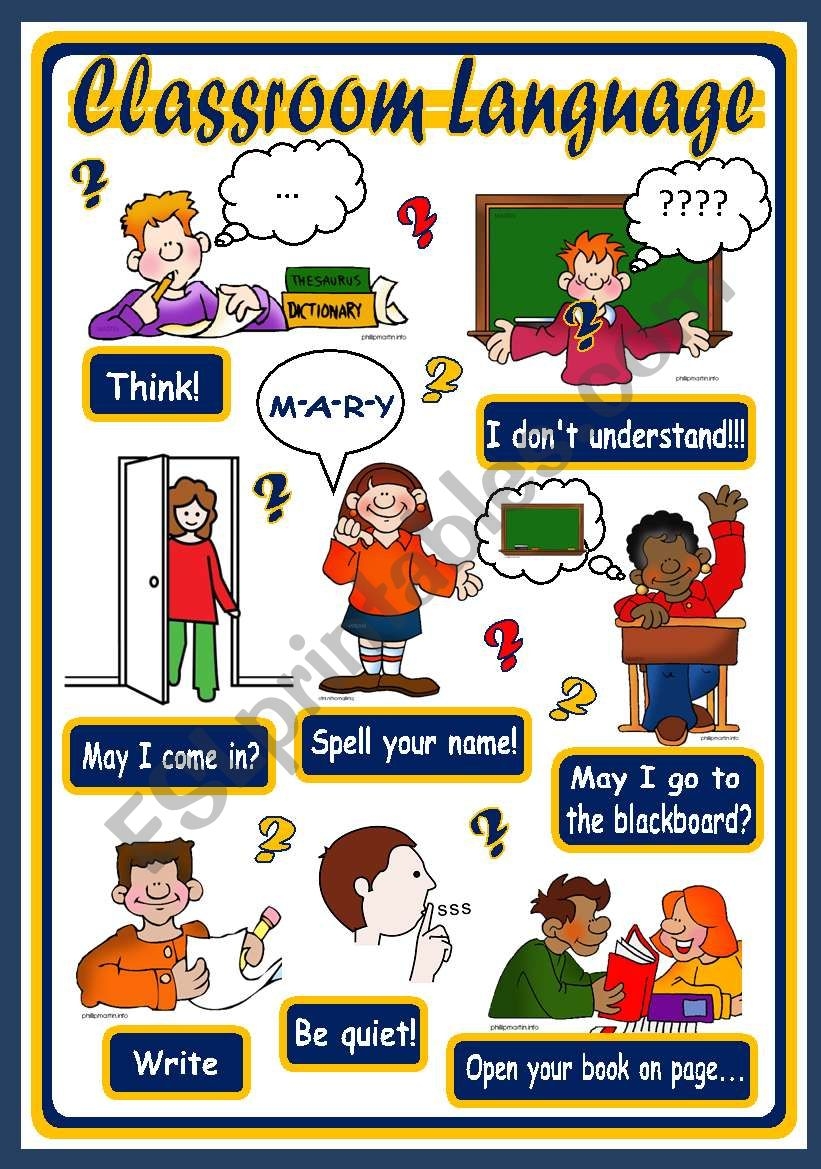 CLASSROOM LANGUAGE POSTER 2 ESL Worksheet By Xani
