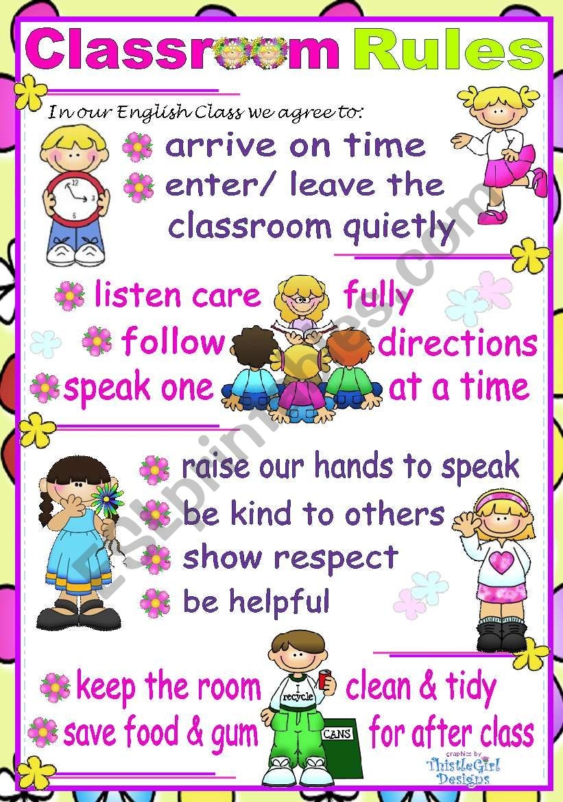 Classroom Rules Poster ESL Worksheet By Mena22