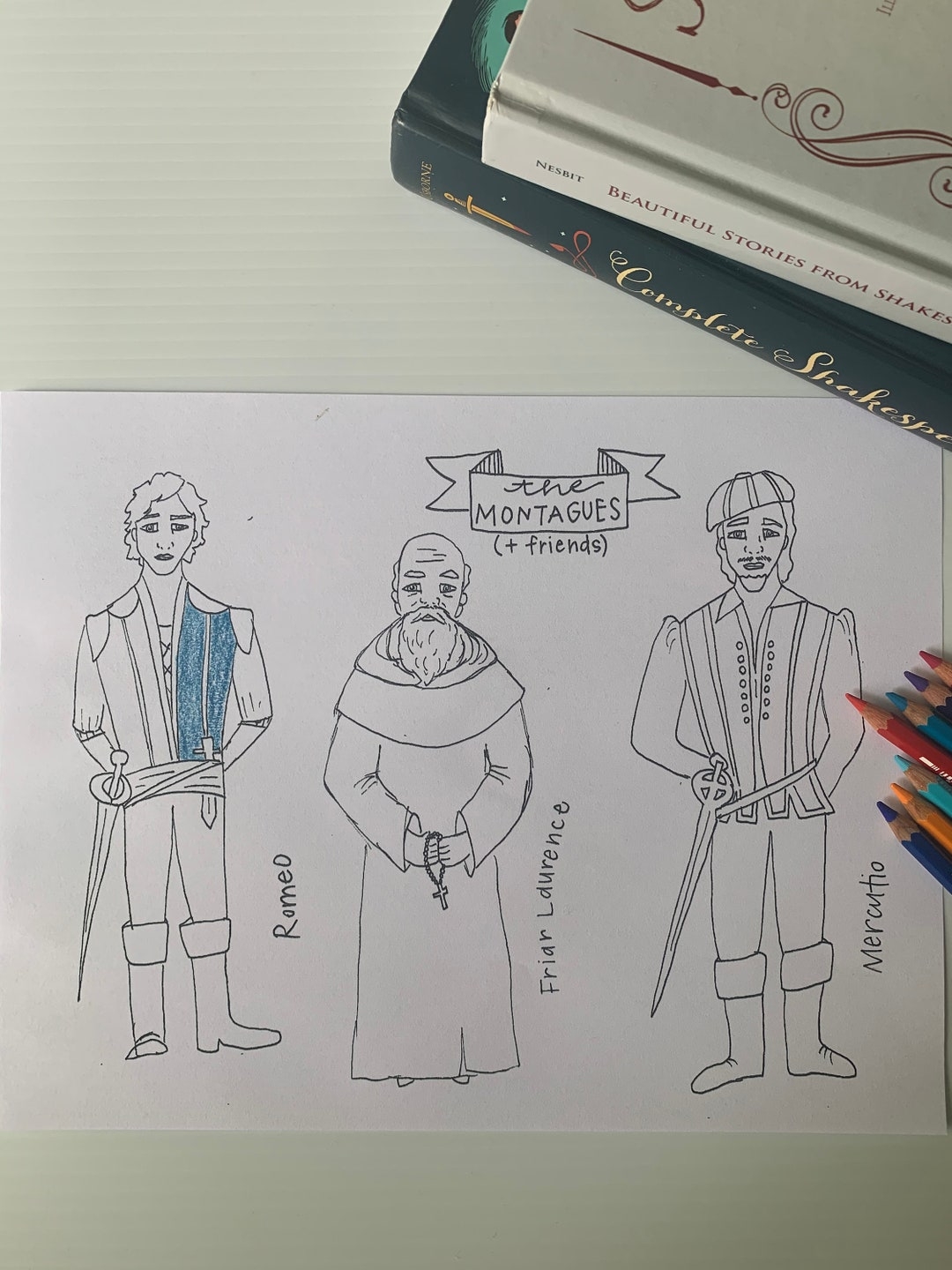 Color your own Romeo And Juliet Shakespeare Popsicle Puppets Etsy