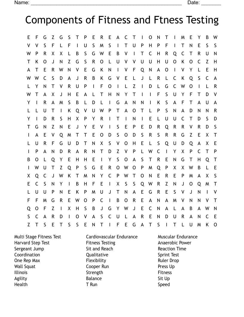Physical Education Tests Printables