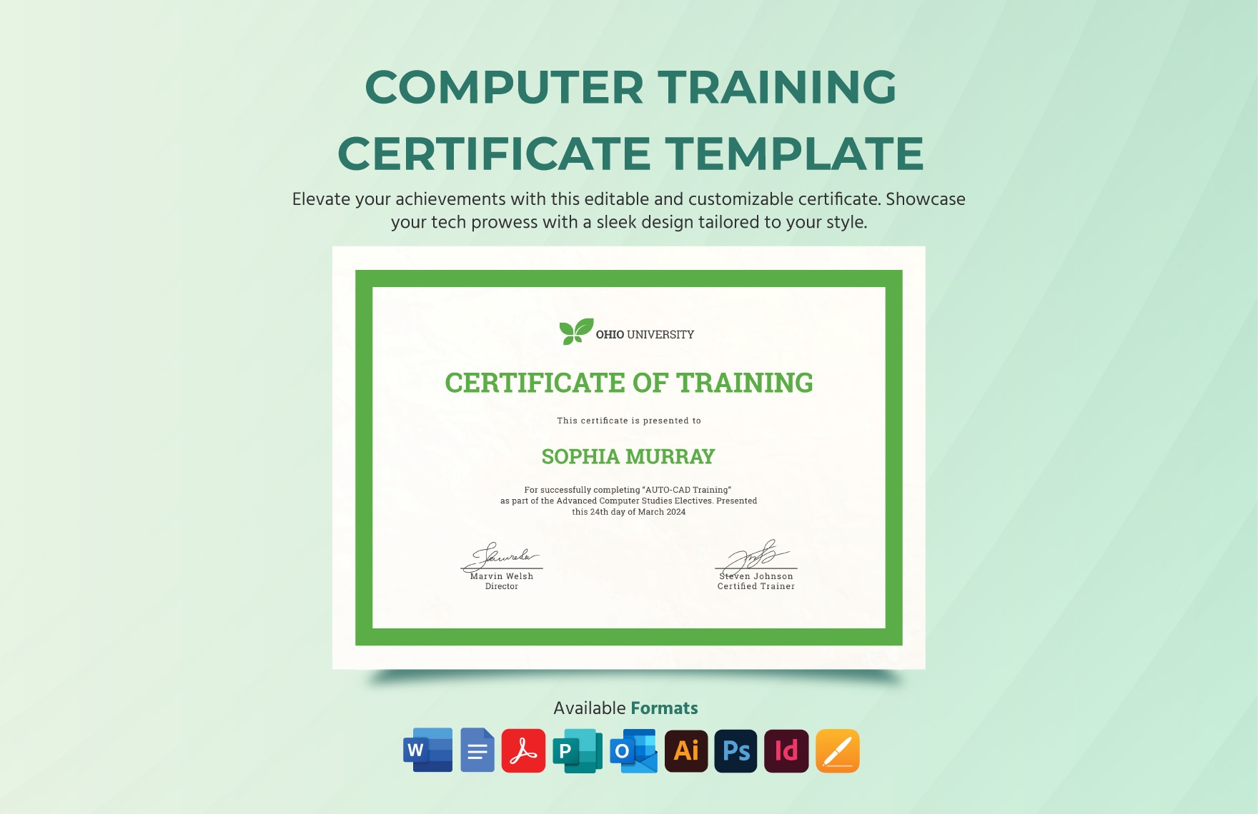Computer Training Certificate Template In Photoshop Illustrator InDesign Pages Outlook Word Publisher Google Docs PDF Download Template
