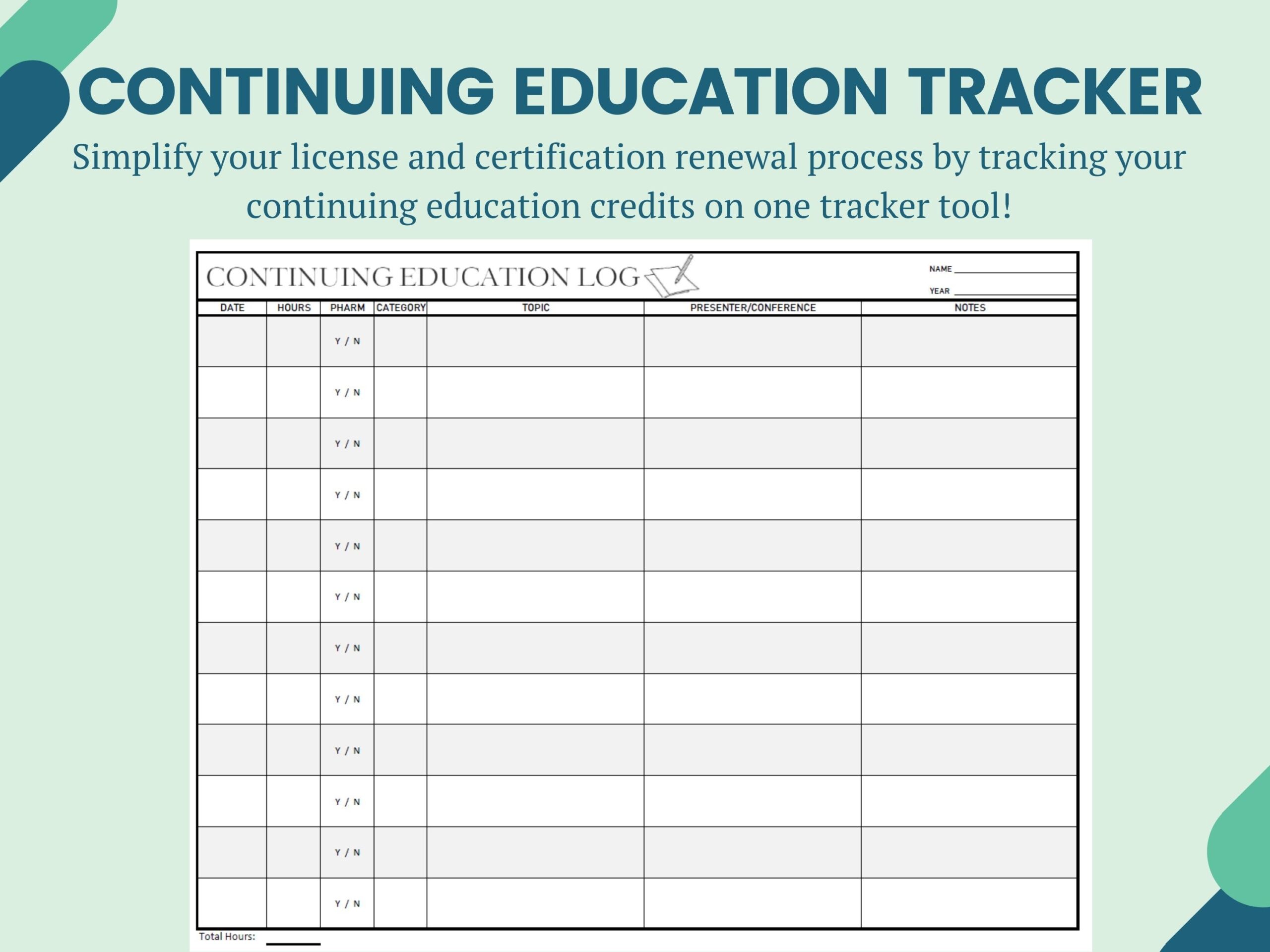 Continuing Education Tracker Etsy