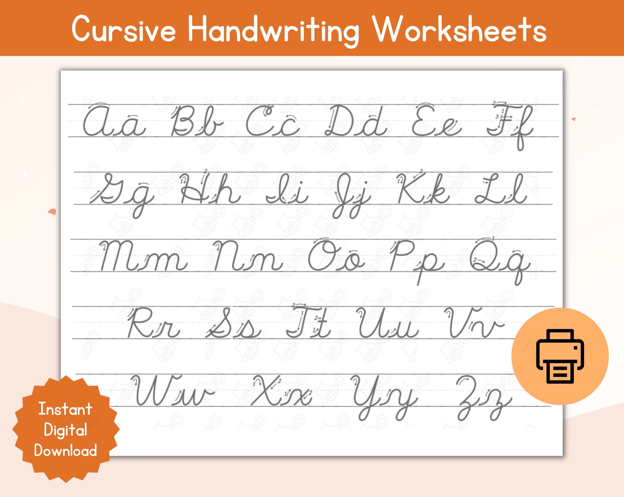 Education A Z Cursive Worksheets Printable