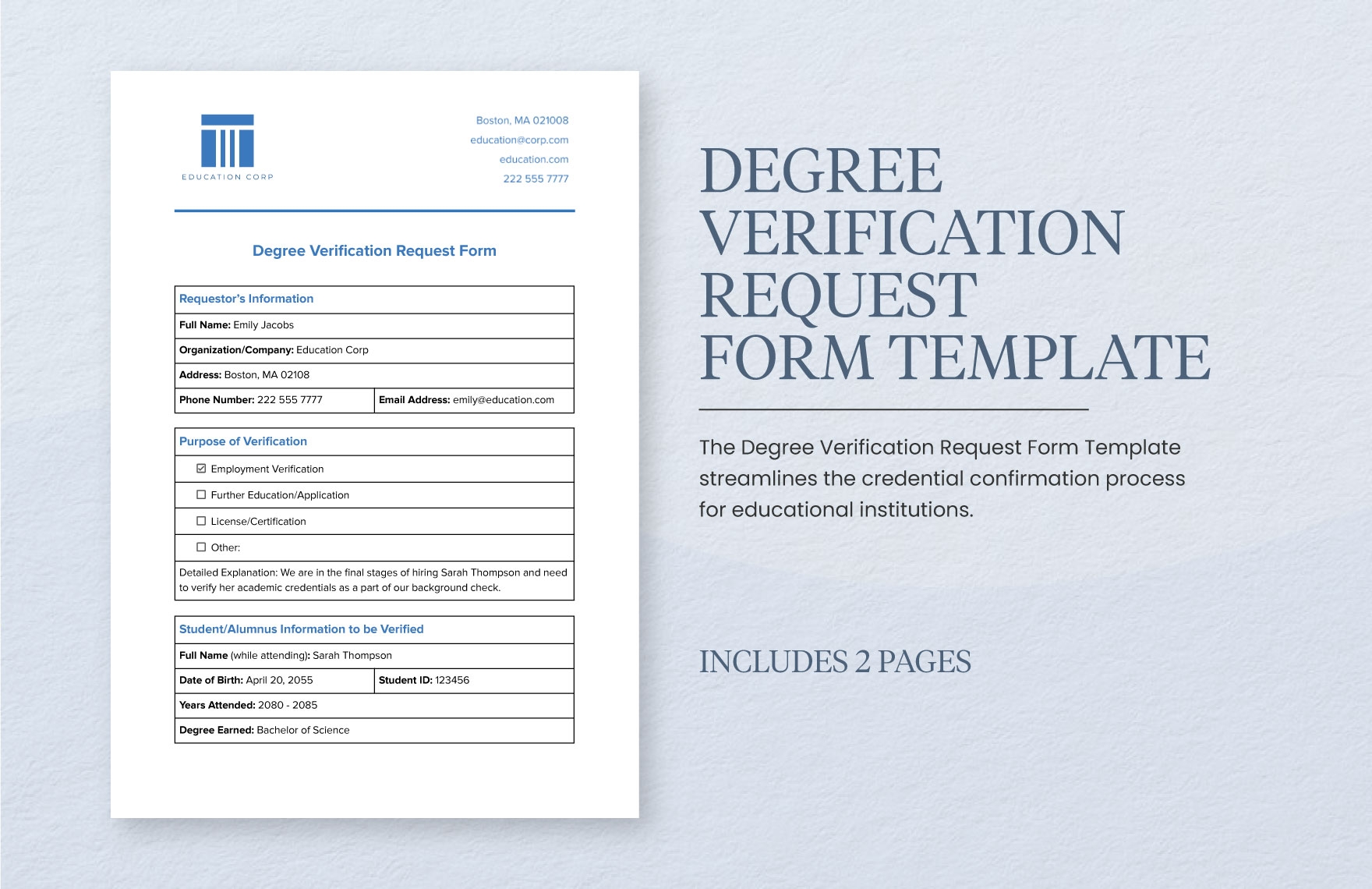Degree Verification Request Form Template In Word PDF Google Docs Download Template