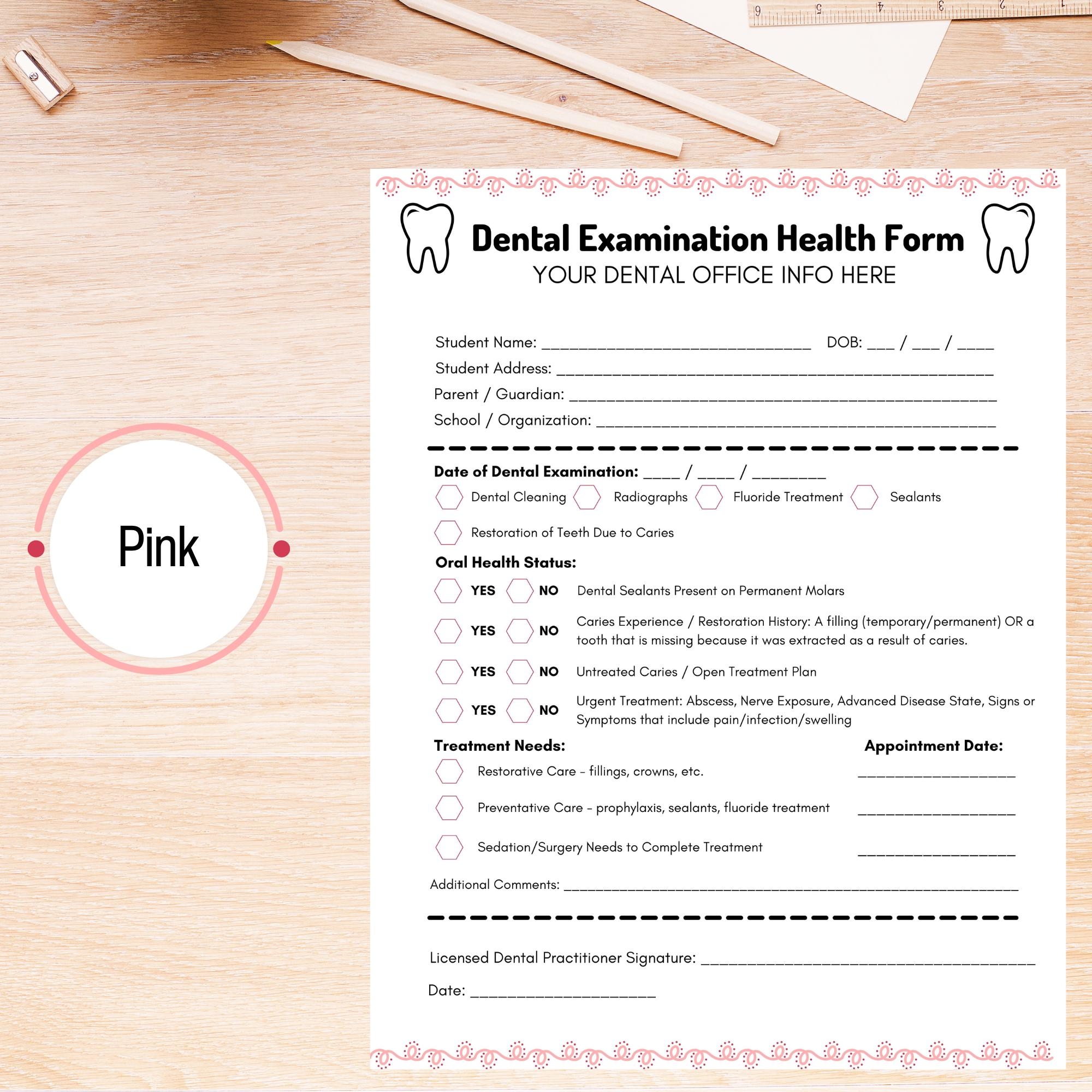 Dental Health Form Customized PDF File For Pediatric Dentist New Dentist Office Digital Download Printable Form For Pediatric Dental Patient Etsy
