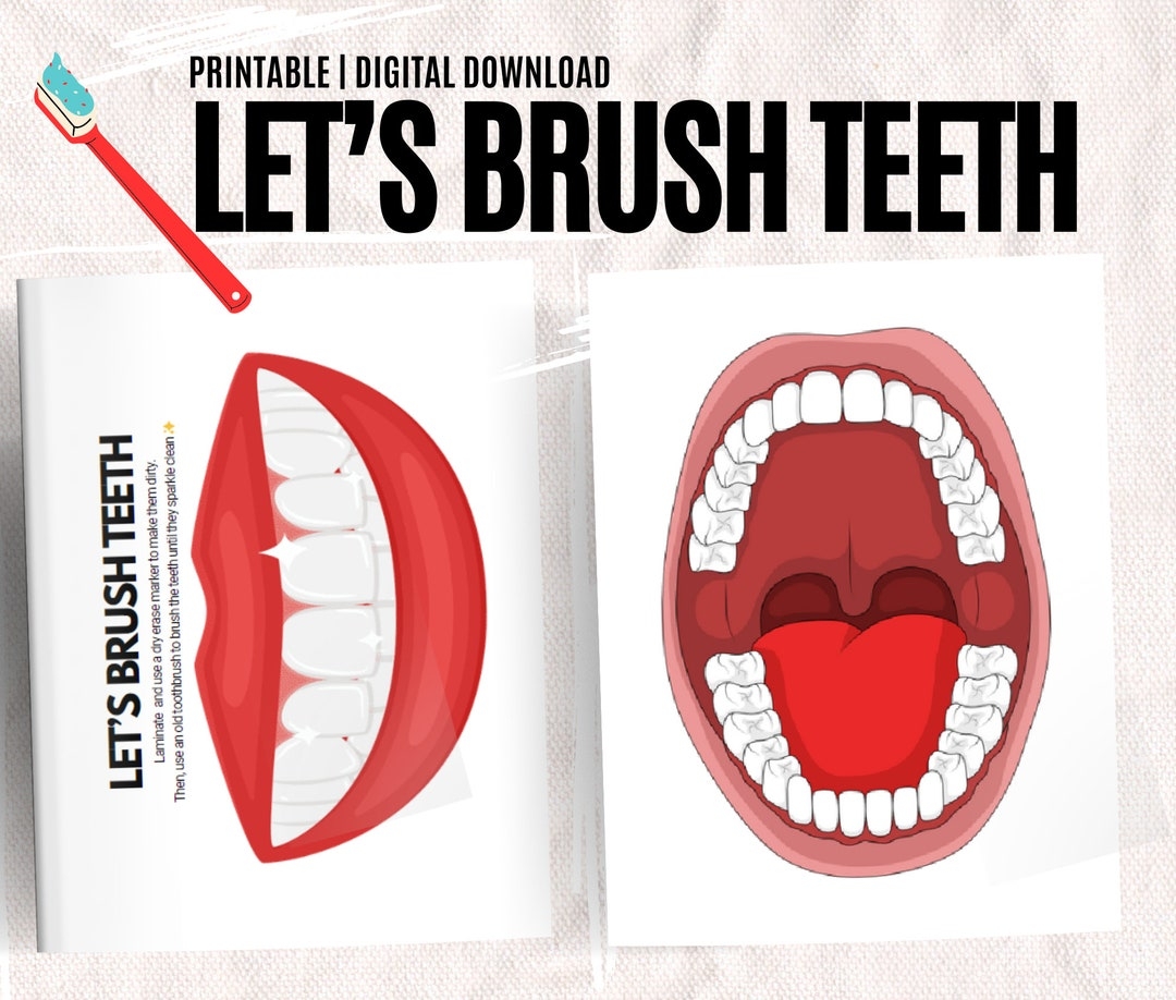 Dental Health Game Printable Let s Brush Teeth Kids Teeth Brushing Practice Game Dental Tooth Education Tooth Games Dental Kids Play Etsy