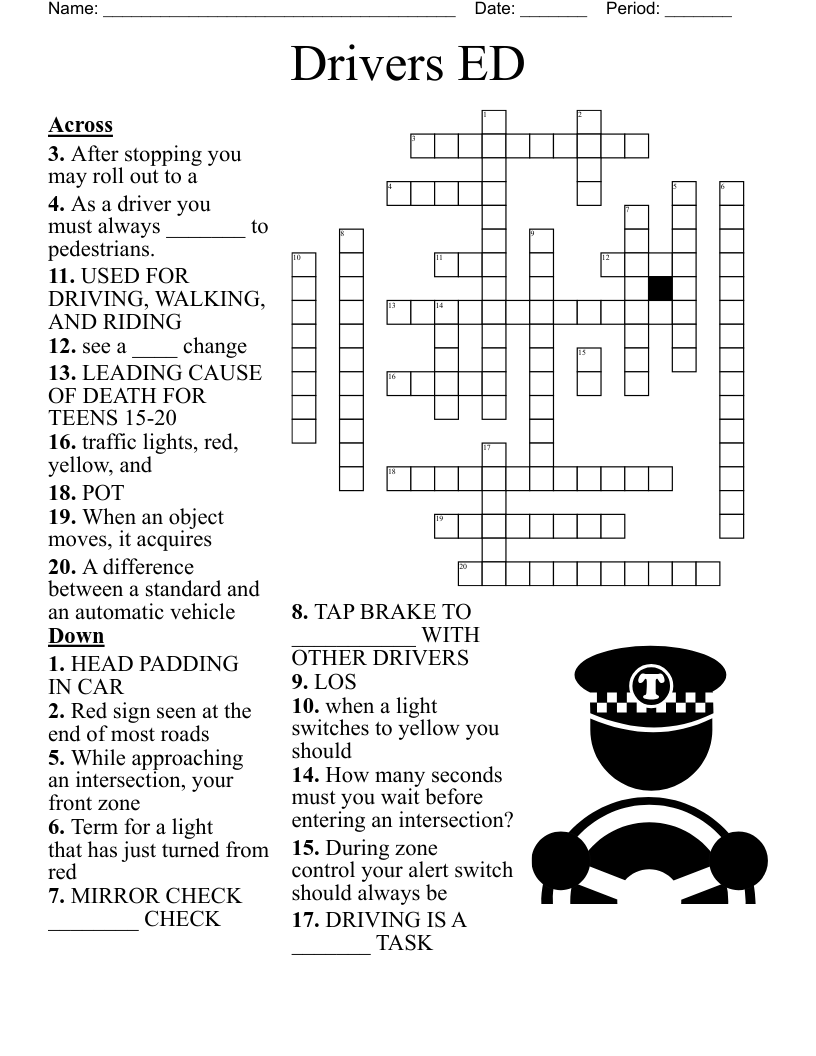 Driver s Education Vocabulary Worksheet WordMint