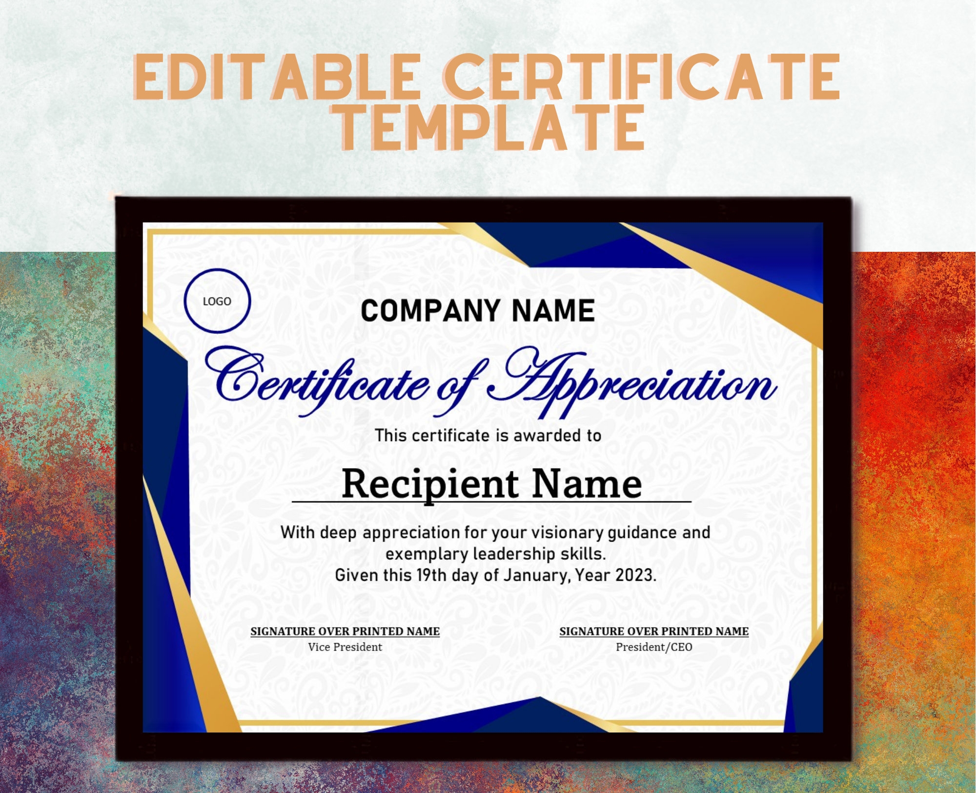 Editable Certificate Of Appreciation Certificate Of Recognition Company Certificate Of Training Guest Speaker Certificate Template PPT V Etsy