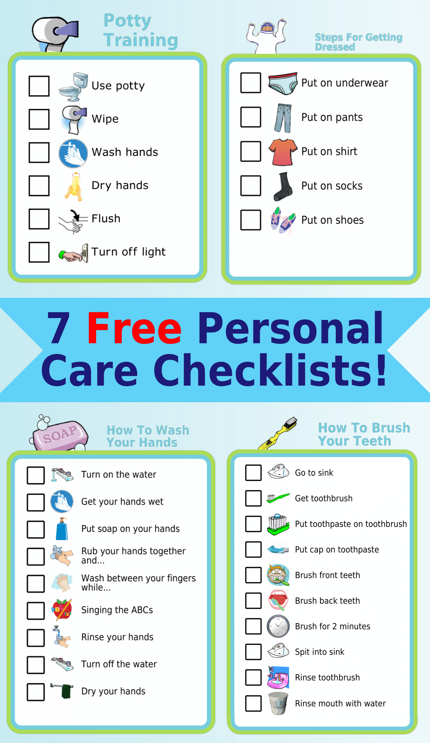 Editable Hygiene Checklists W Pictures For Kids Mobile Printed