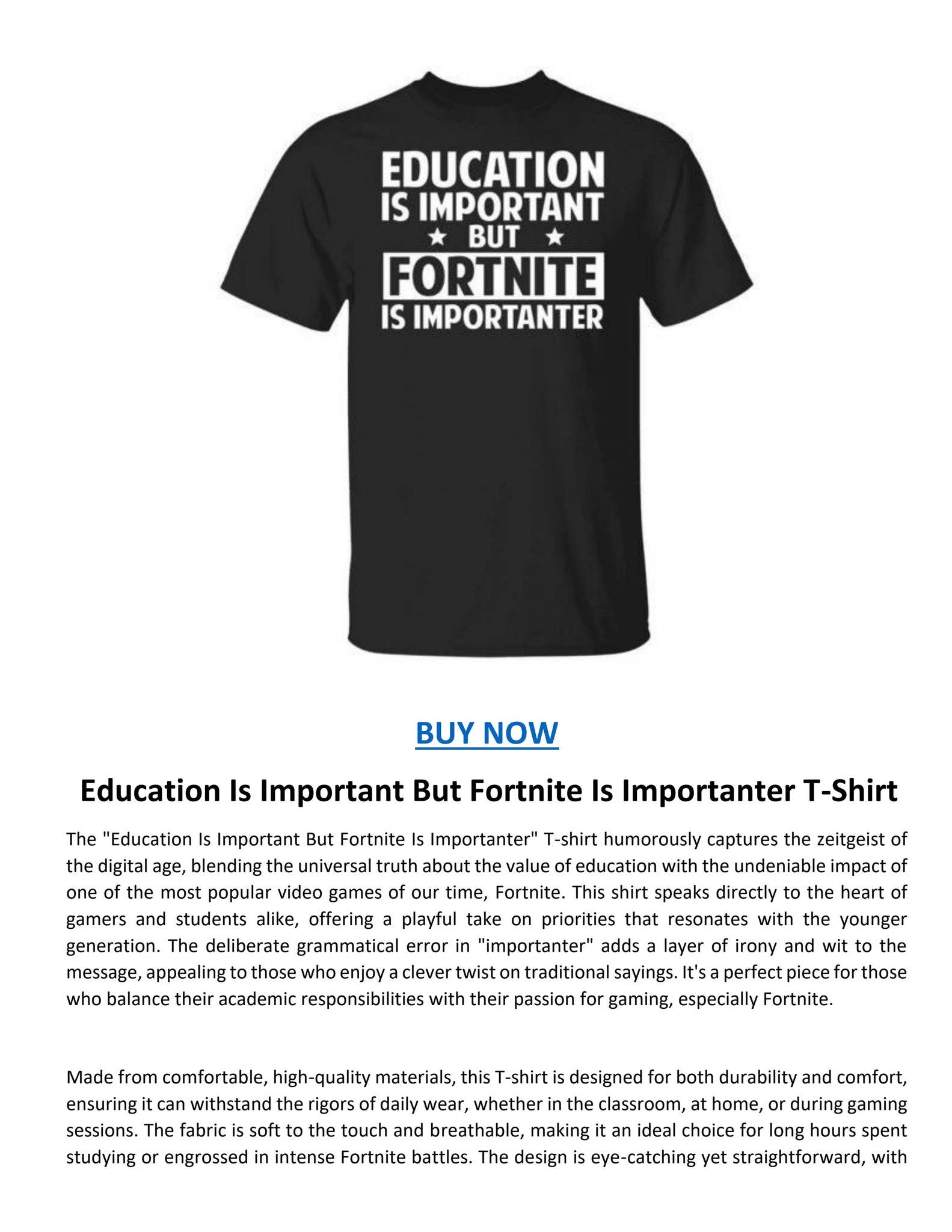 Education Is Important But Fortnite Is Importanter T Shirt By Alberto Cerriteno Issuu