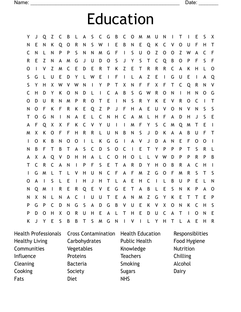 Education Word Search WordMint