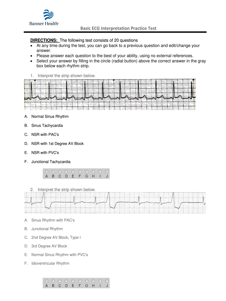 Ekg Practice Quiz Fill Online Printable Fillable Blank PdfFiller