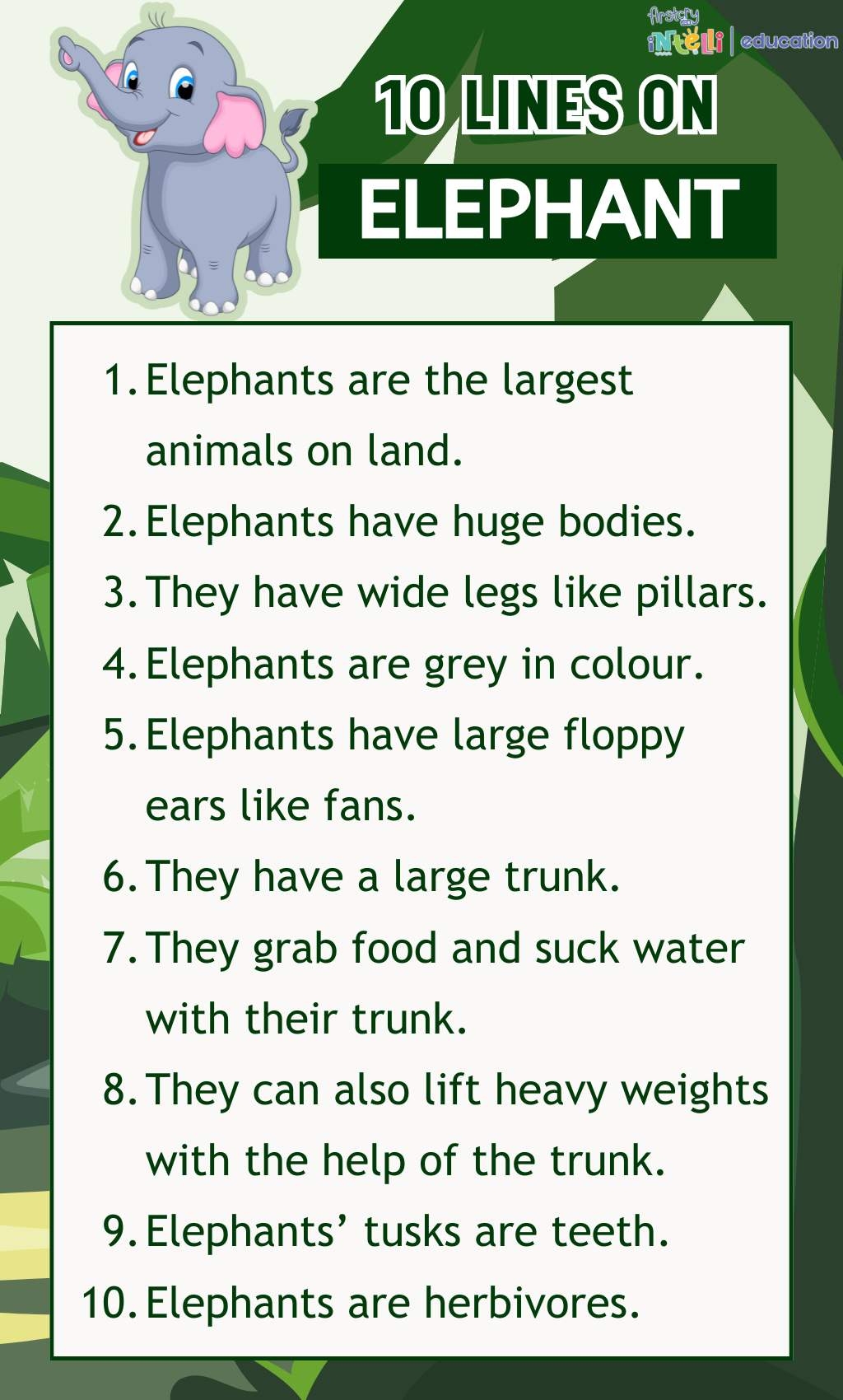 Essay On Elephant In English For Classes 1 2 3 Students 10 Lines Paragraph