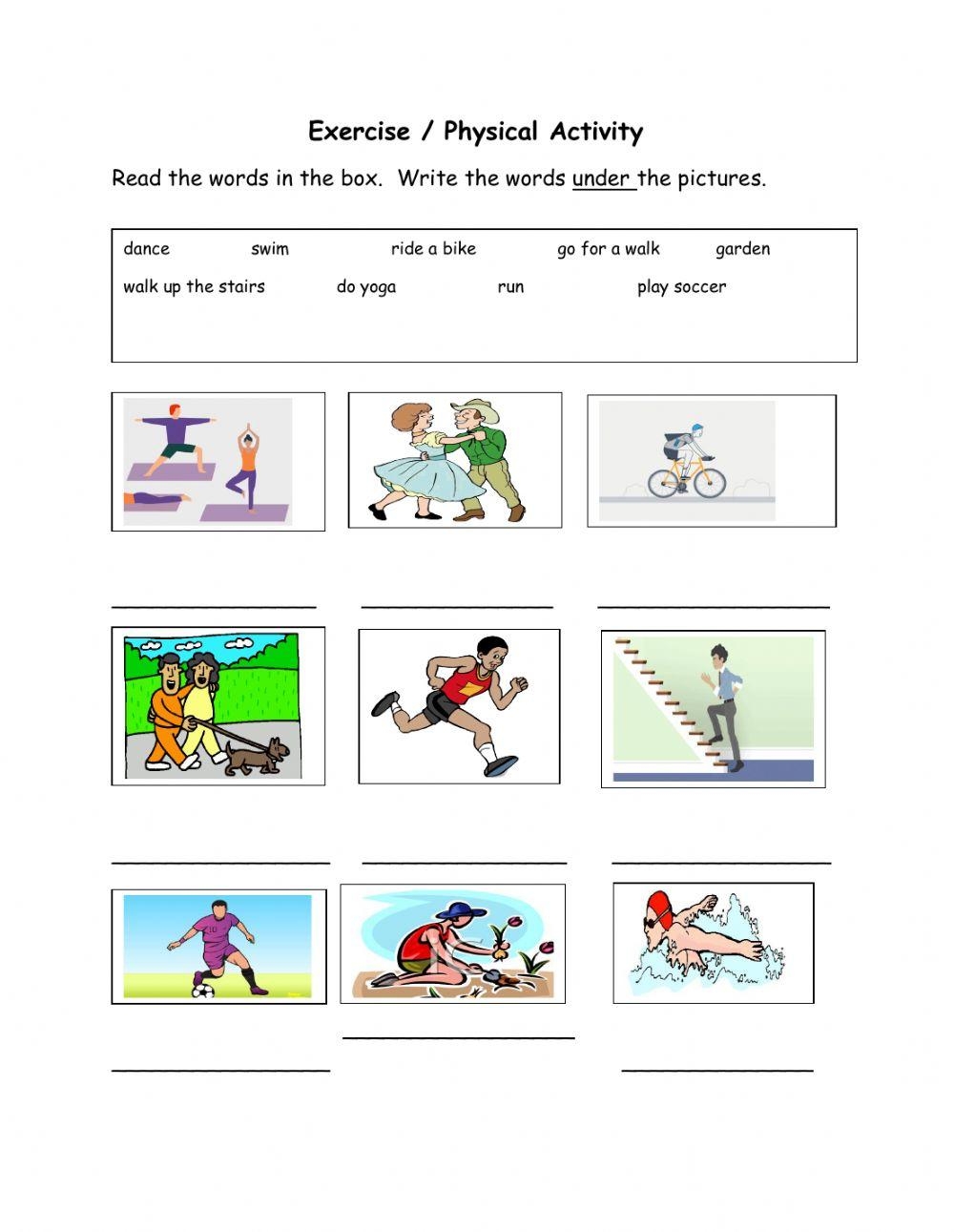 Exercise Physical Activity Worksheet Live Worksheets Worksheets Library