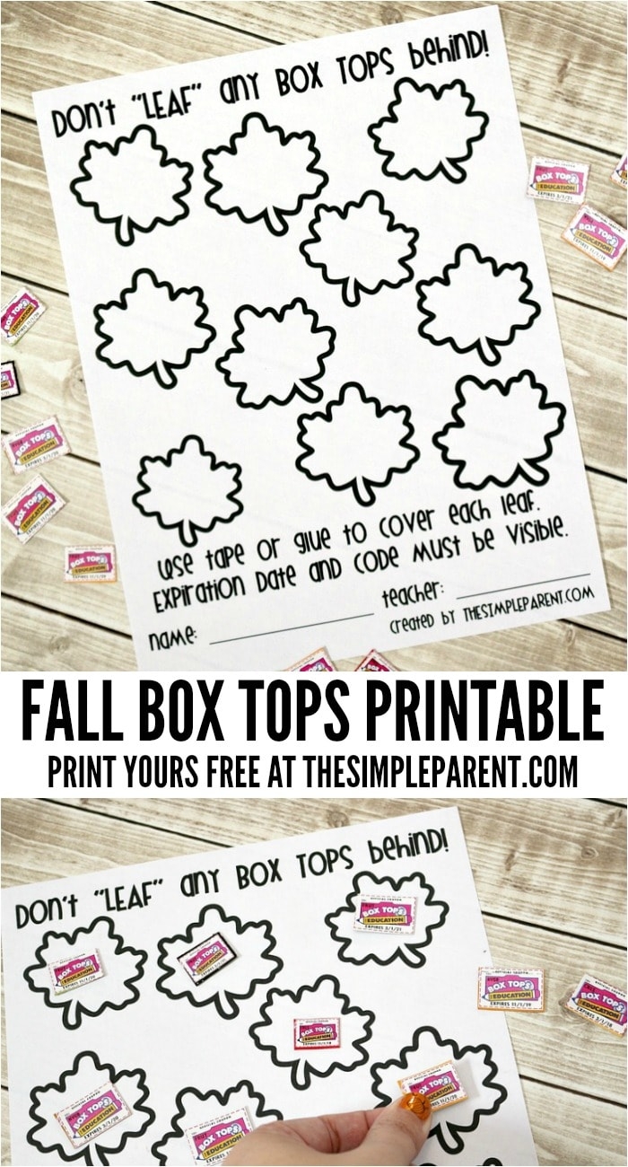 Fall Box Tops Printable Collection Sheet To Support Your School The Simple Parent