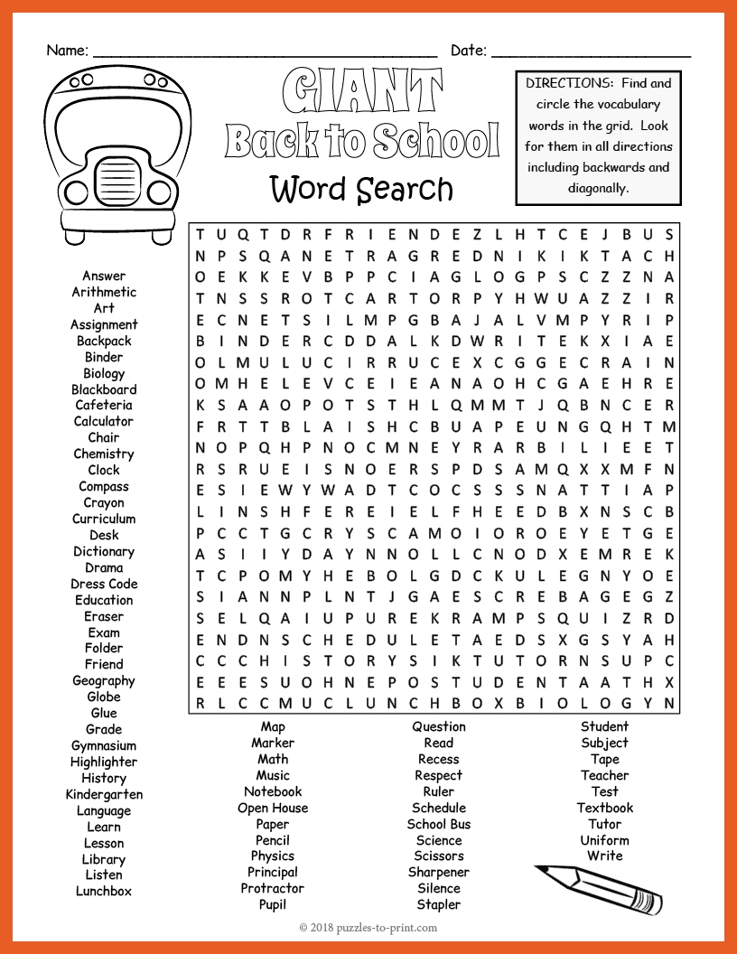 Education Word Search Printable 5Th Grade