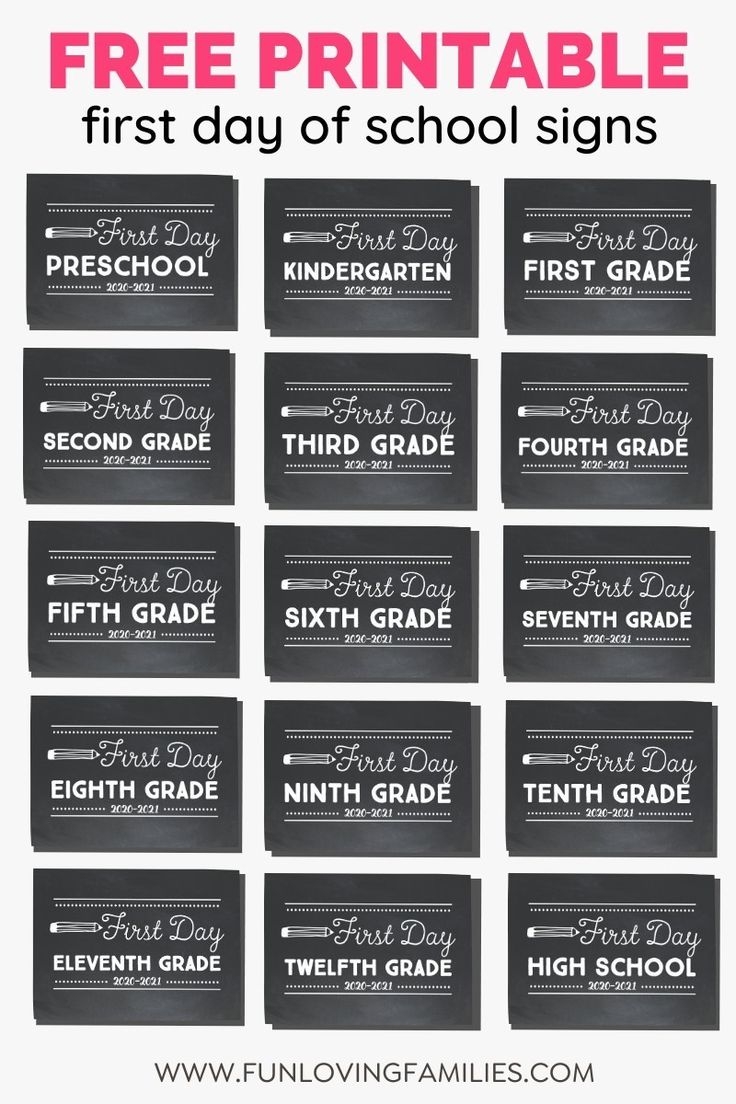 First Day Of School Signs 2020 2021 Free Printables For All Grades Plus Editable Option 