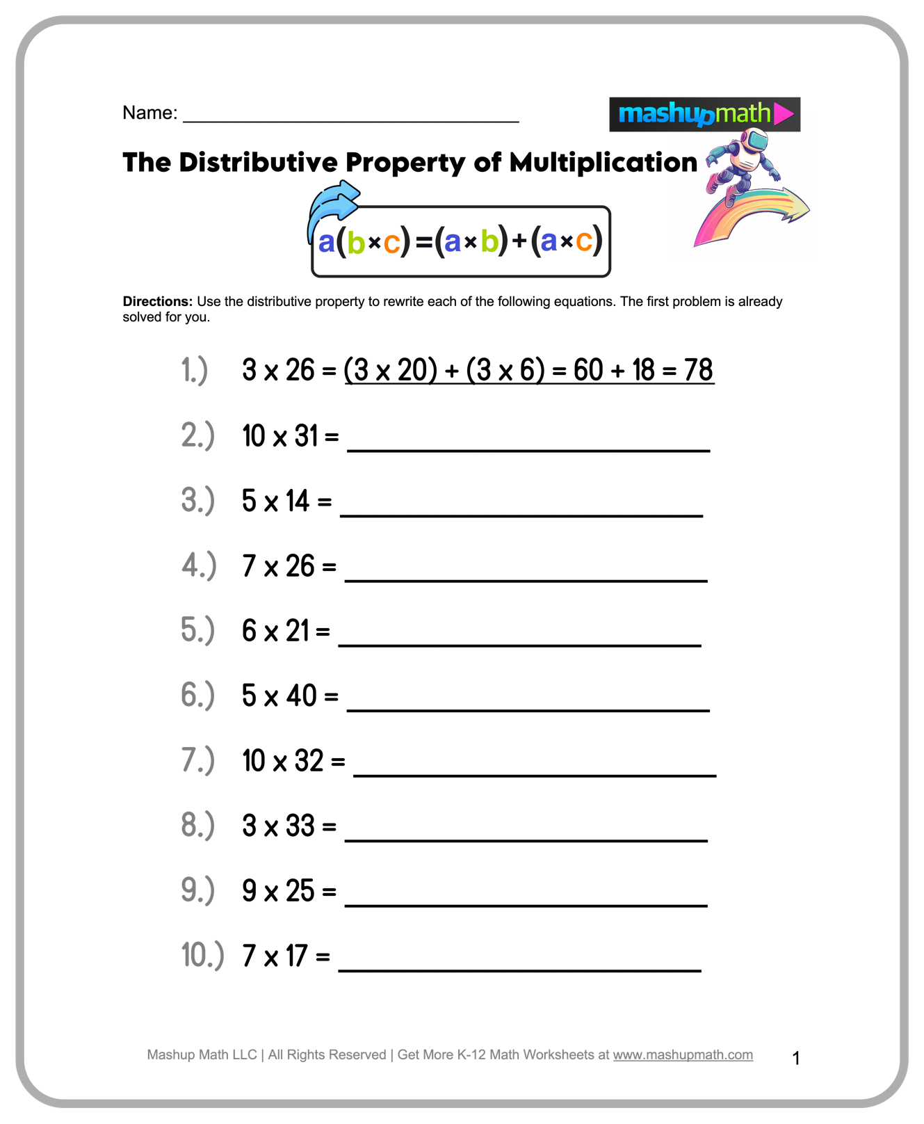 Free 4th Grade Math Worksheets Printable Mashup Math