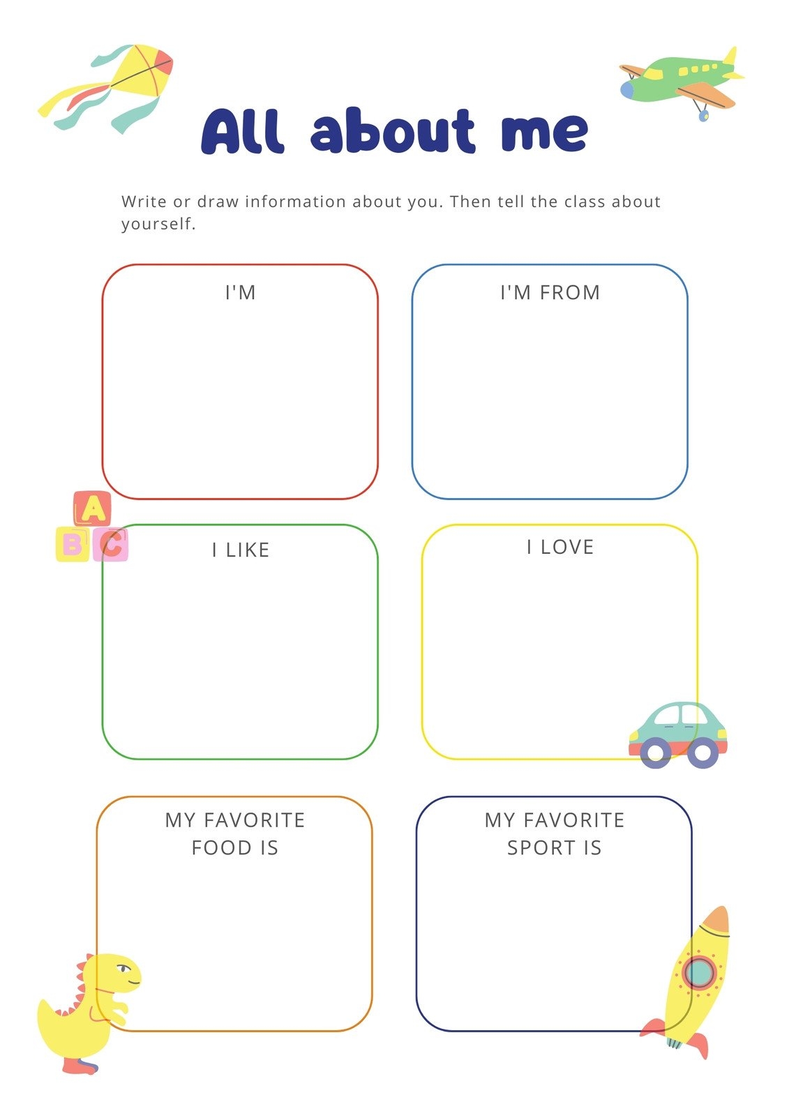 Free And Printable All About Me Worksheet Templates Canva