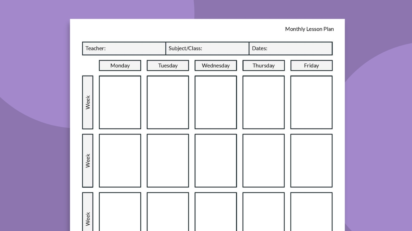 Free Printable Special Education Lesson Plan Template