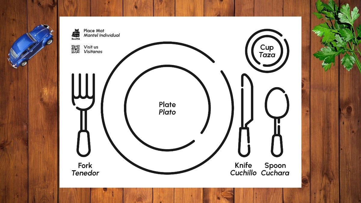 Free Montessori Style Placemat Printable PDF English Spanish BooHQ