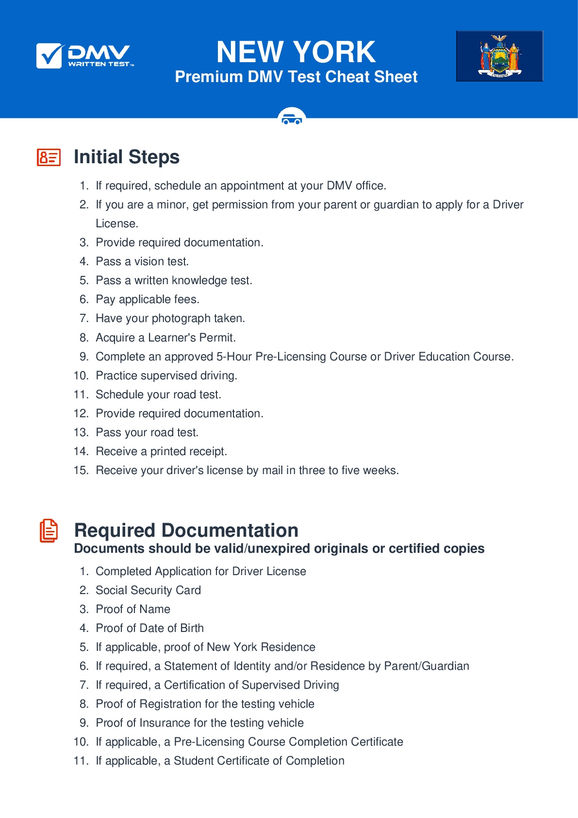 FREE New York Permit Test Real 2025 DMV Test Questions