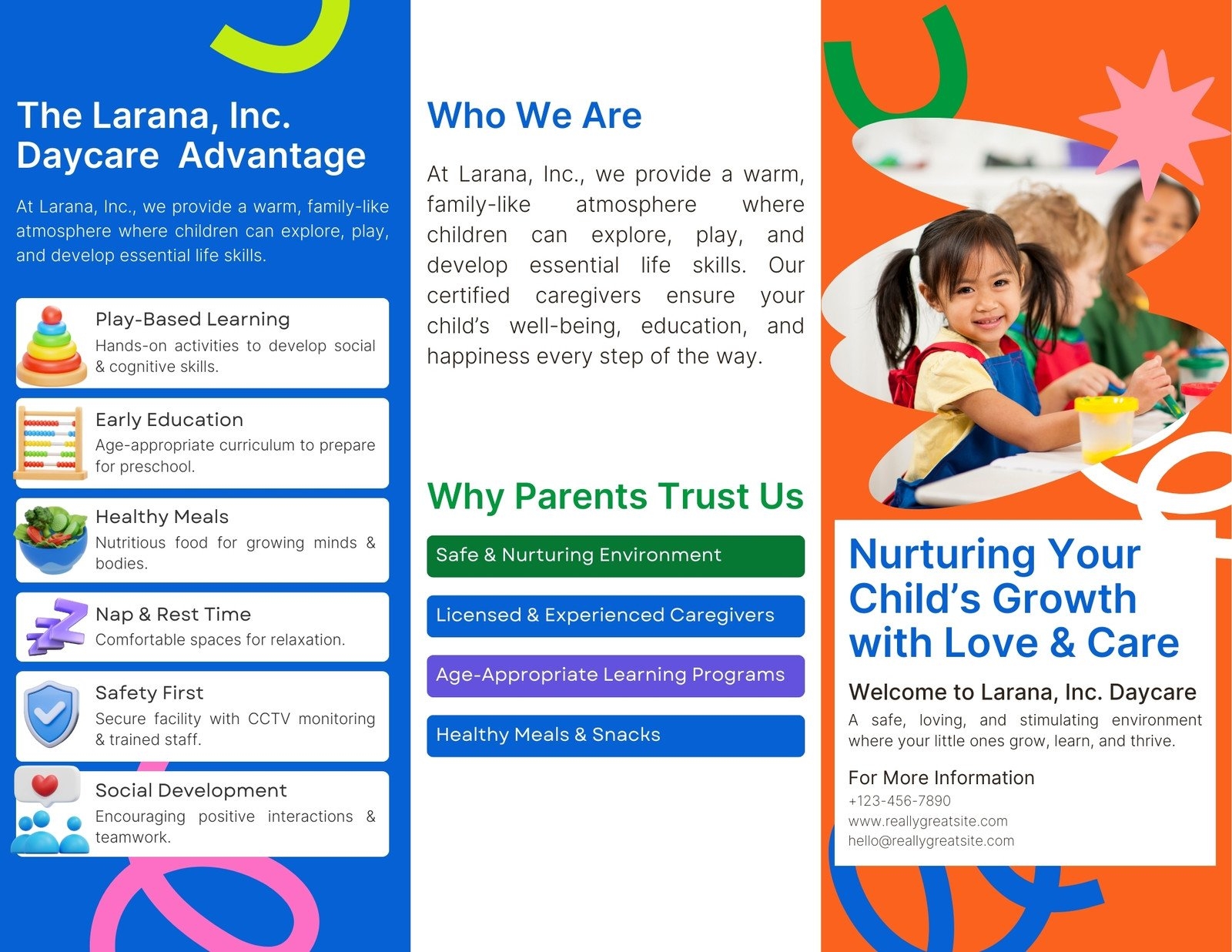 Free Printable Daycare Brochure Templates To Edit Canva
