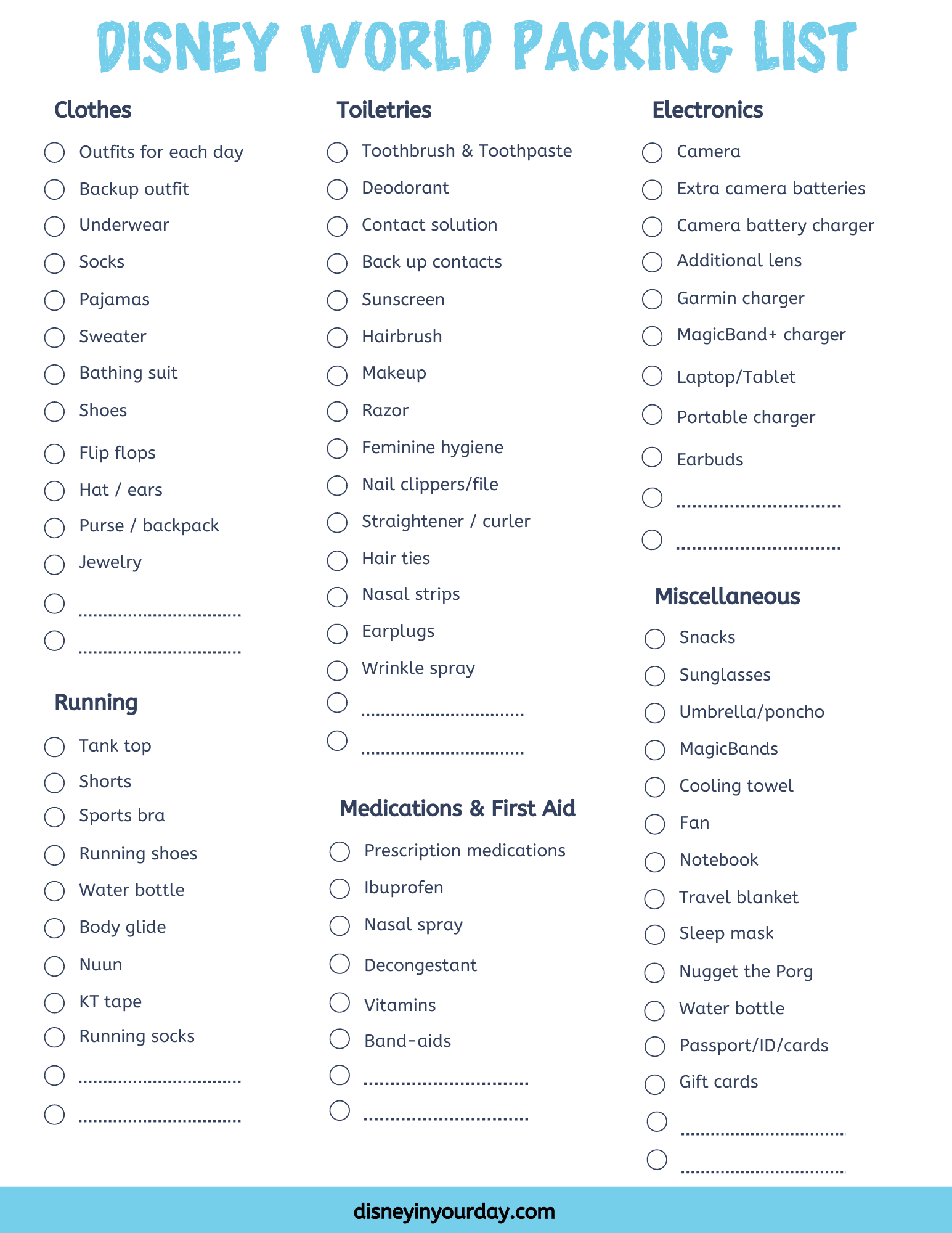 Free Printable Disney World Planning Checklists Disney In Your Day