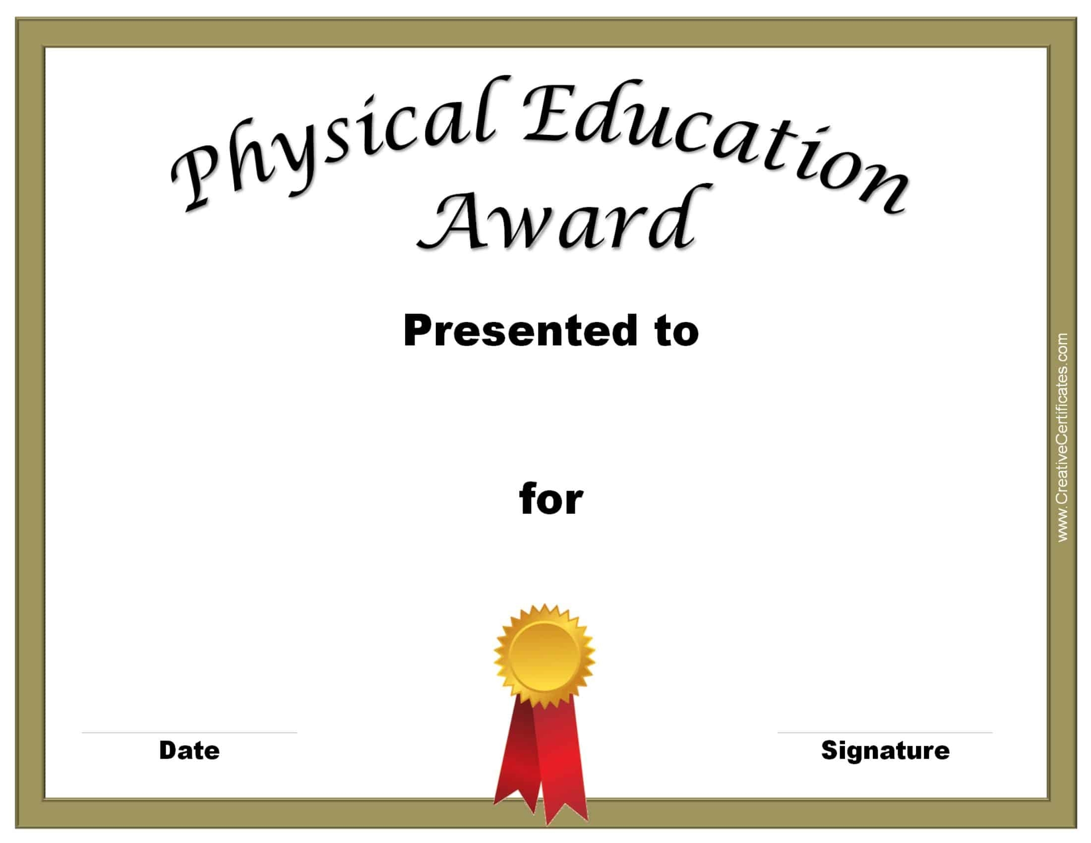 Free Printable Pe Awards Printable Bliss For Everyone